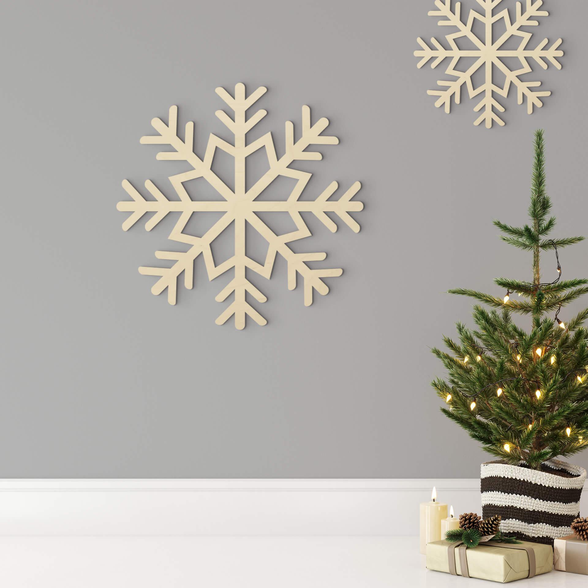 Decoración navideña copo de nieve - madera de álamo