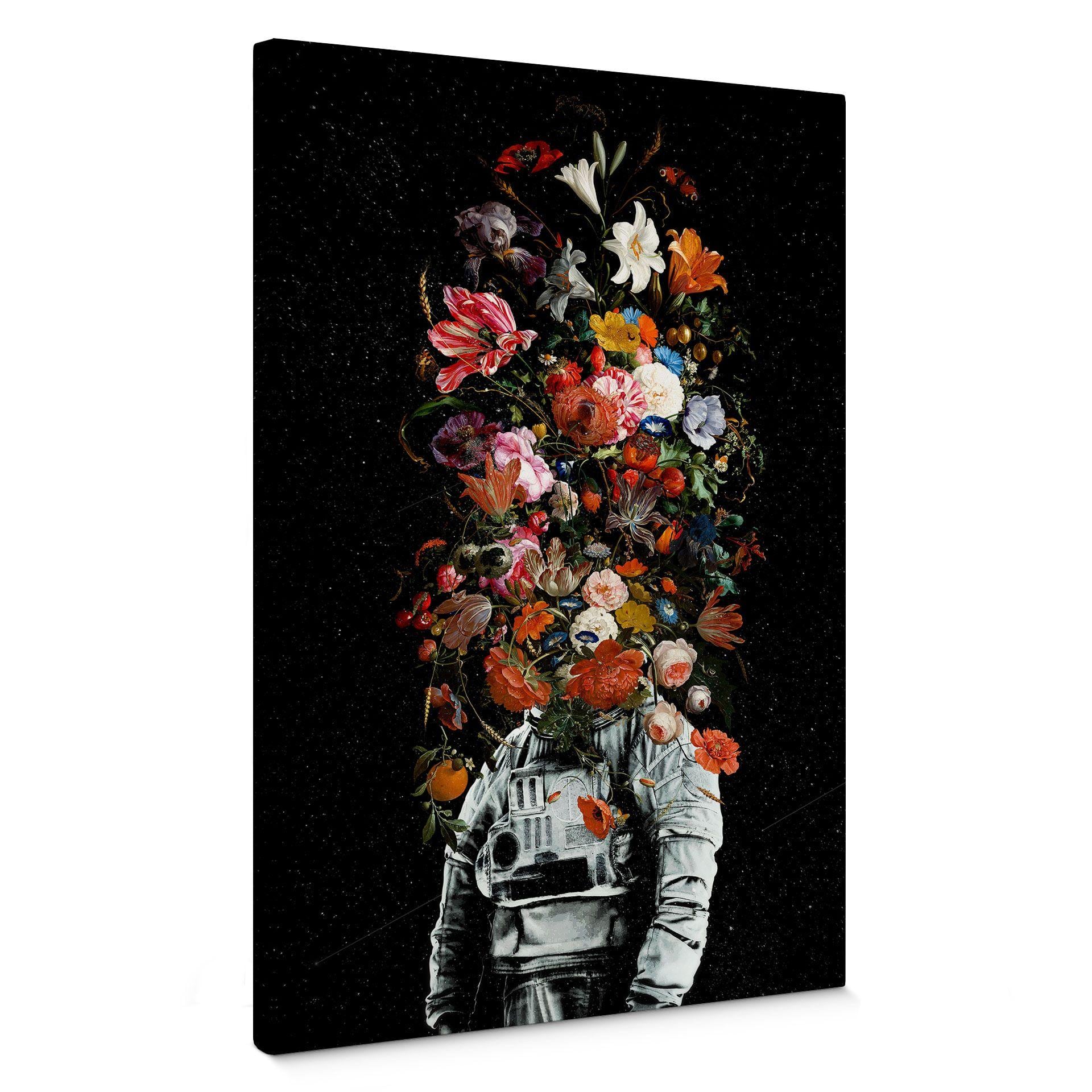 Lienzo astronauta con arreglo floral - Nicebleed