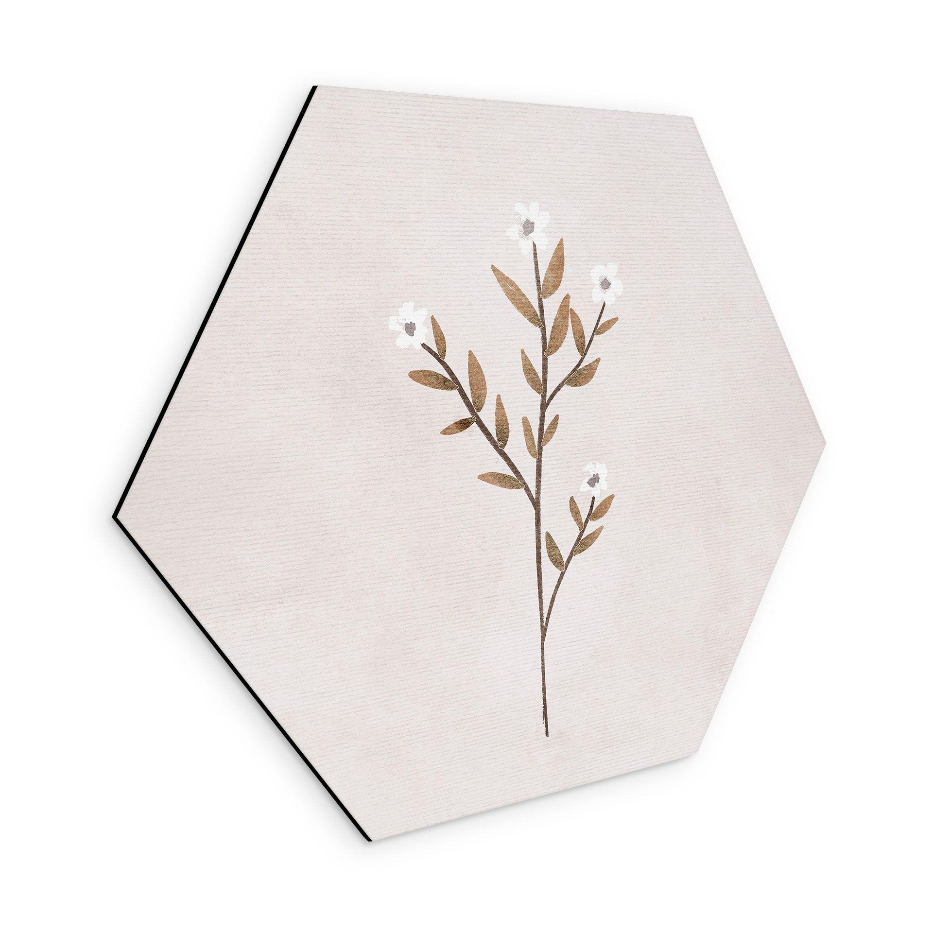 Sekskantet Billede Blomster illustration - Forget-me-not - Goed Blauw - Aluminium dibond