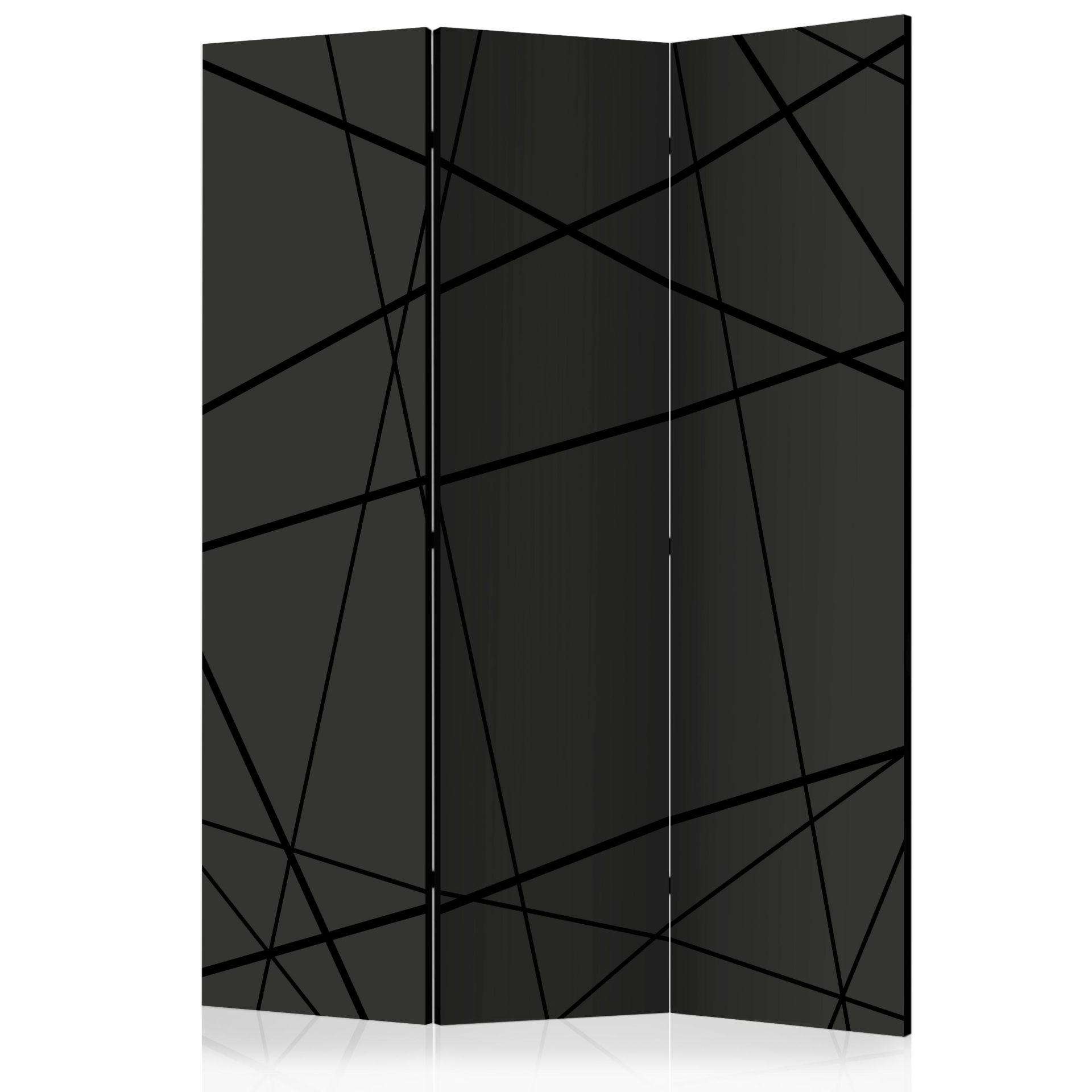 Screen room divider - Mørkt edderkoppespind, 3-delt