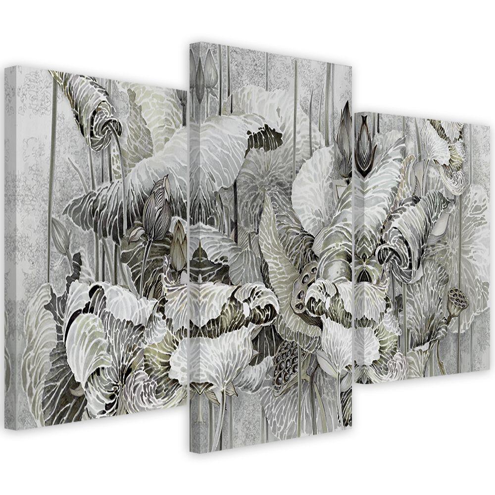 3 stykke lærredstryk, Saint Lotus-blomster