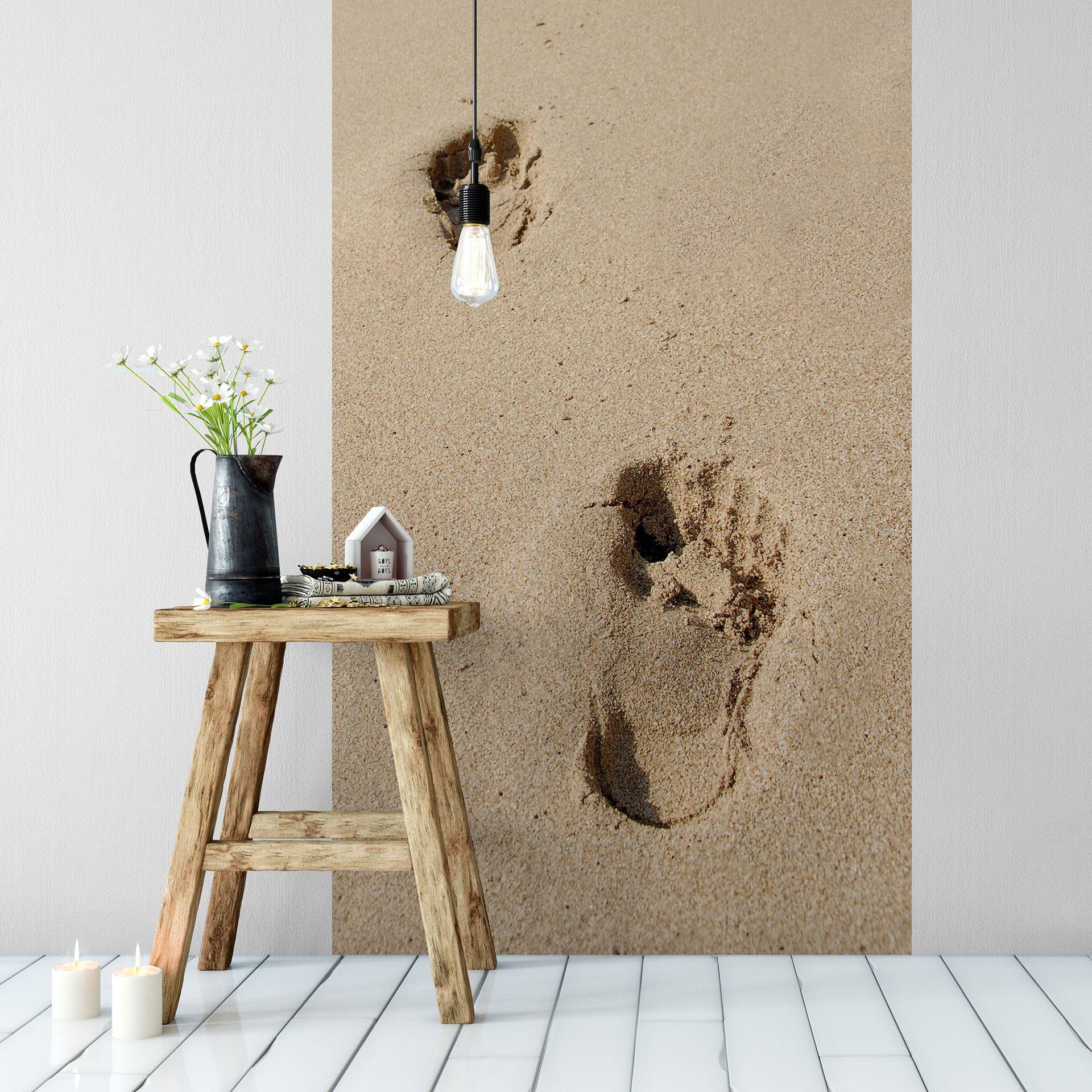 Papel pintado Huellas en la arena - 96x260 cm