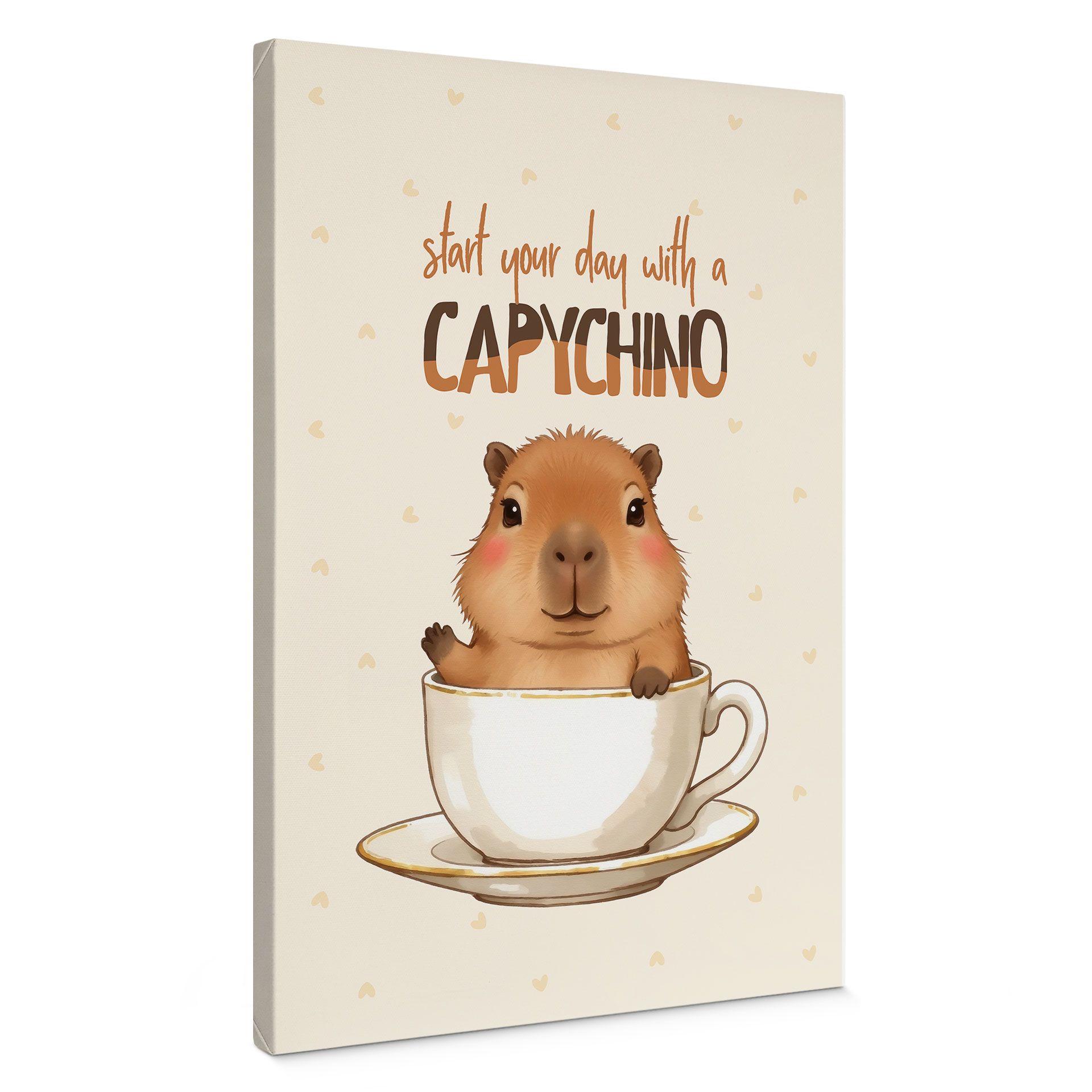 Tableau sur toile Capybara au café - Capychino