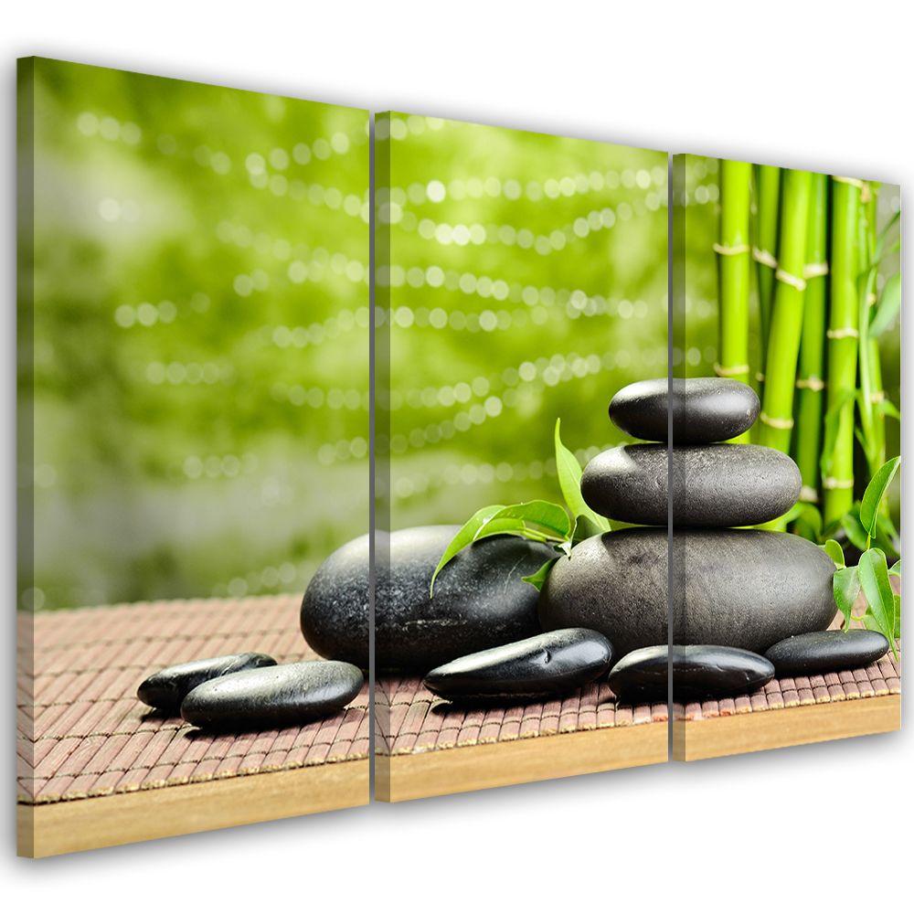 3 stykke lærredstryk Stones Bamboo Zen Spa
