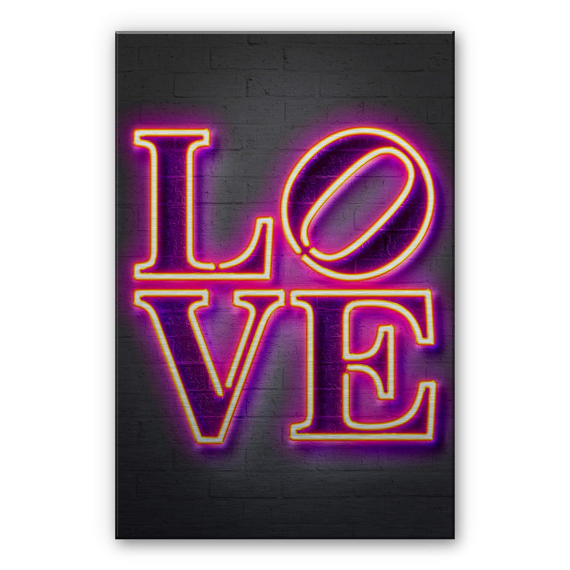 Dibond Schilderij met zilver effect Mielu - Love