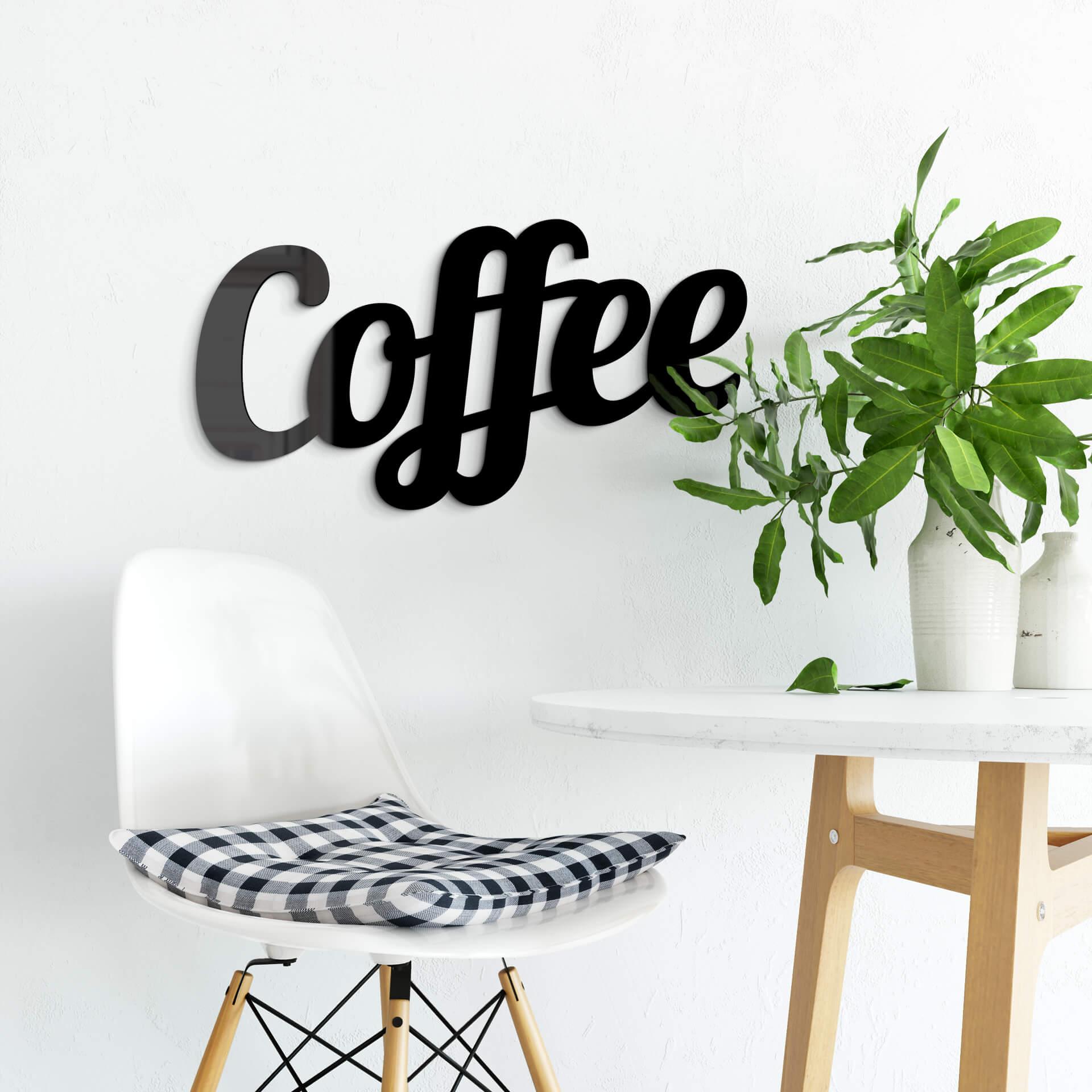 Akrylbogstaver med motiv af kaffe (sort) 