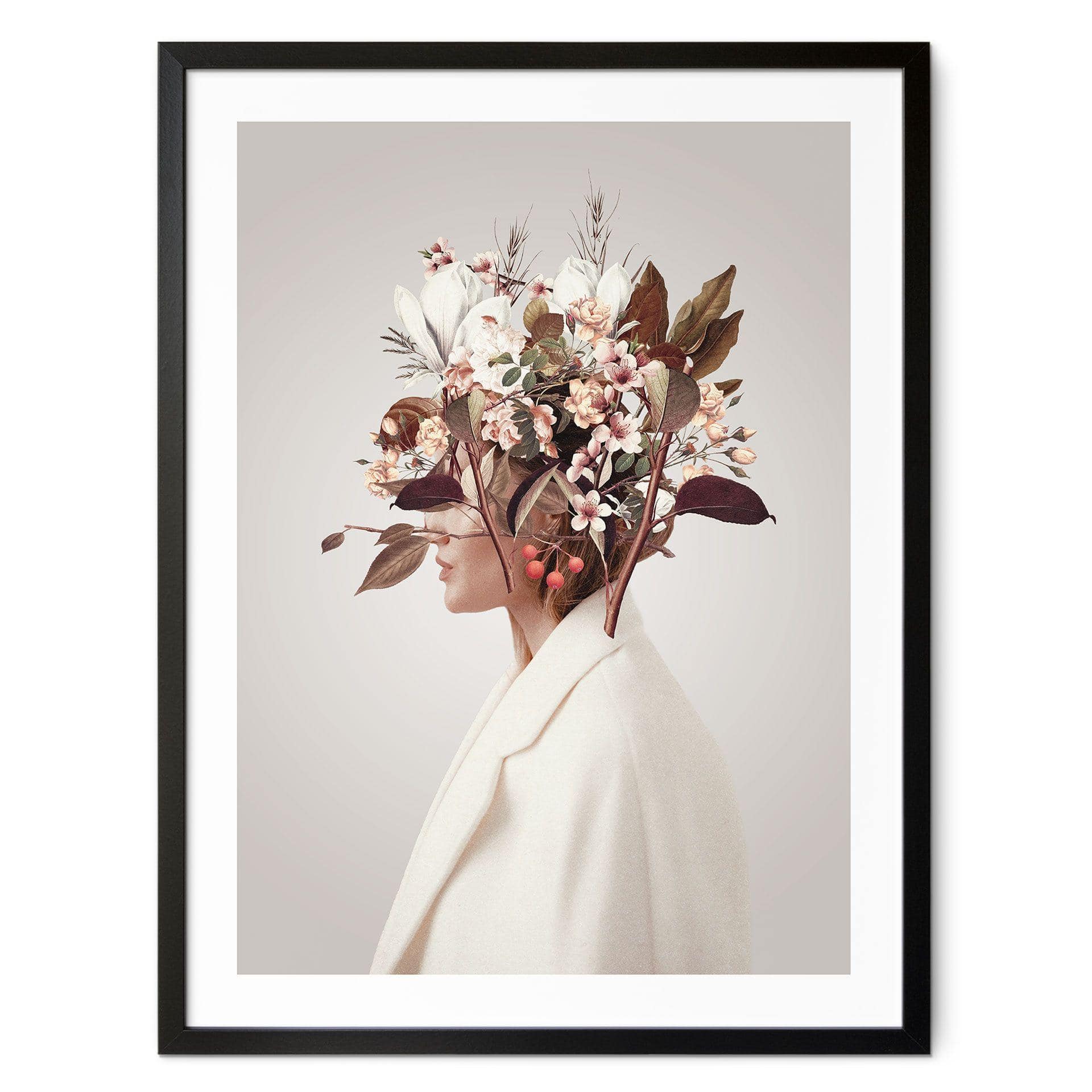 Póster Polilla - Belleza con sombrero de flores