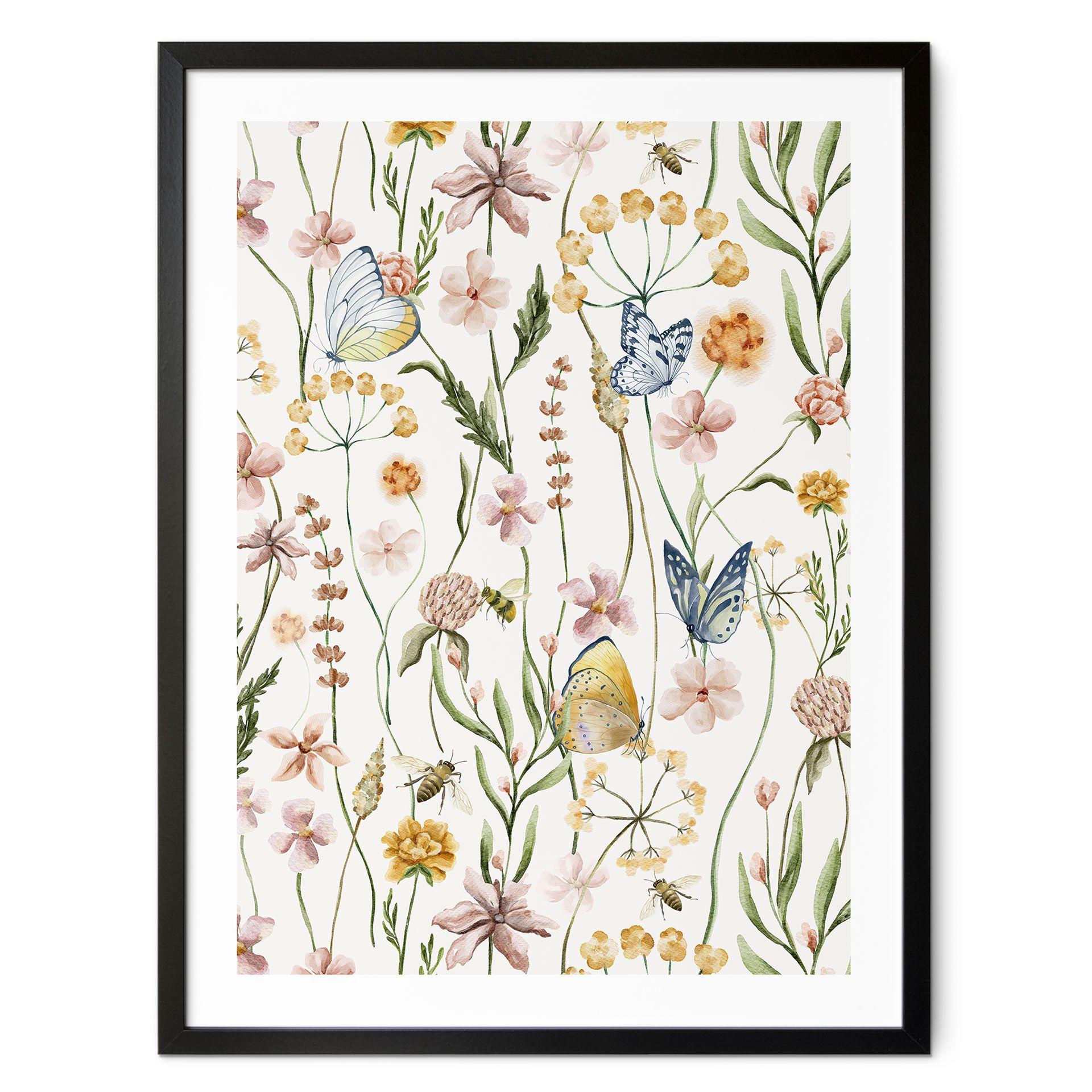 Plakat Forårseng med sommerfugle - UN Designs