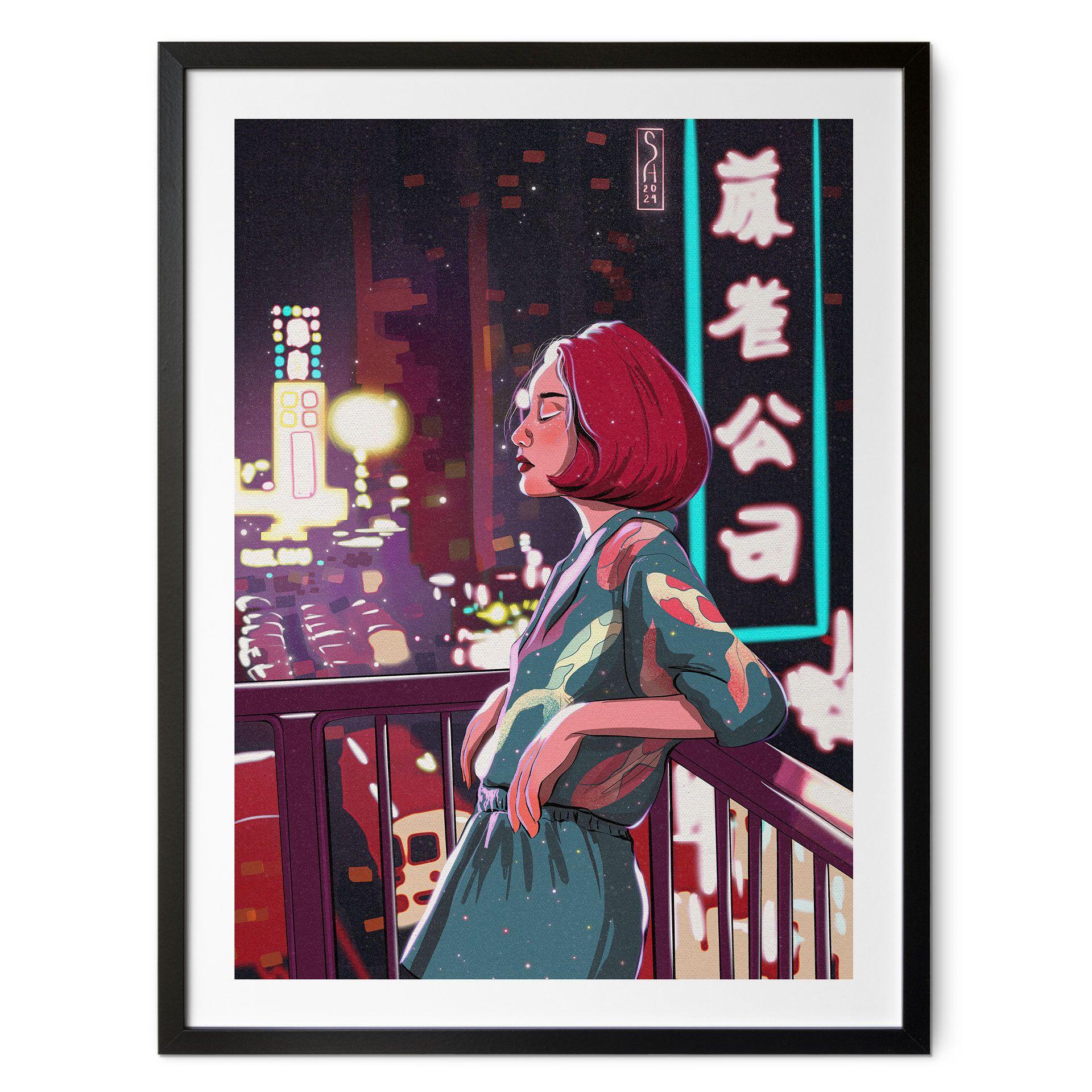 Póster Chica en un balcón en Japón - Oliveira