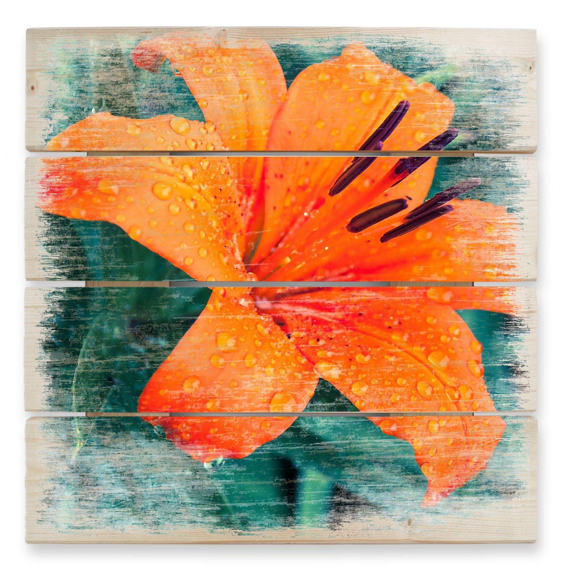 Cuadro de madera Lirio tropical - 40x41,5 cm