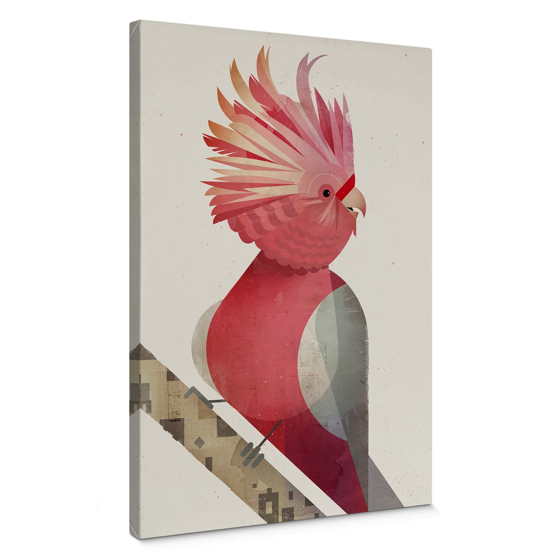 Lienzo marrón - Cacatúa rosa