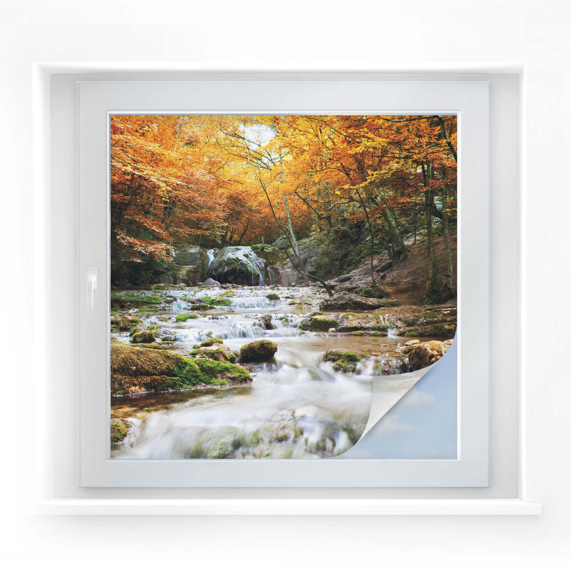 Lámina de privacidad Cascada de otoño - cuadrada