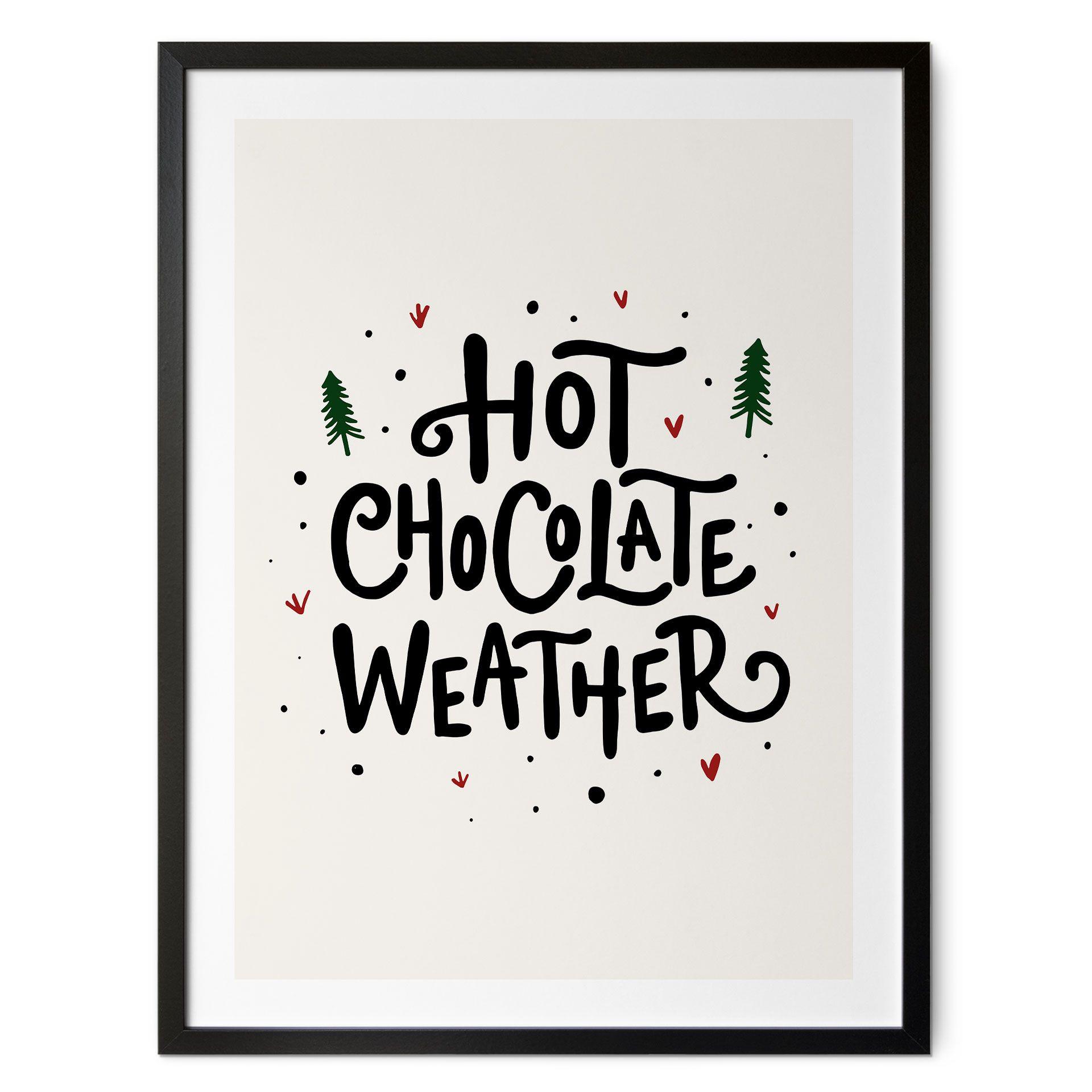 Póster con eslogan de invierno - Chocolate caliente para Navidad - Soley