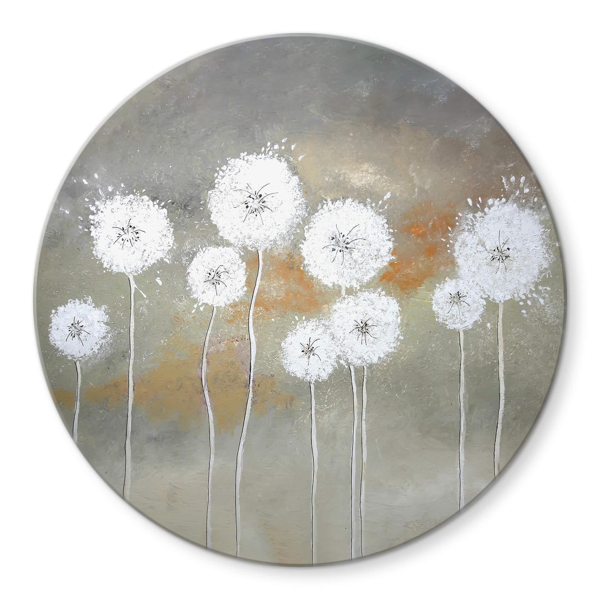 Glasbillede - Melz - White Dandelions