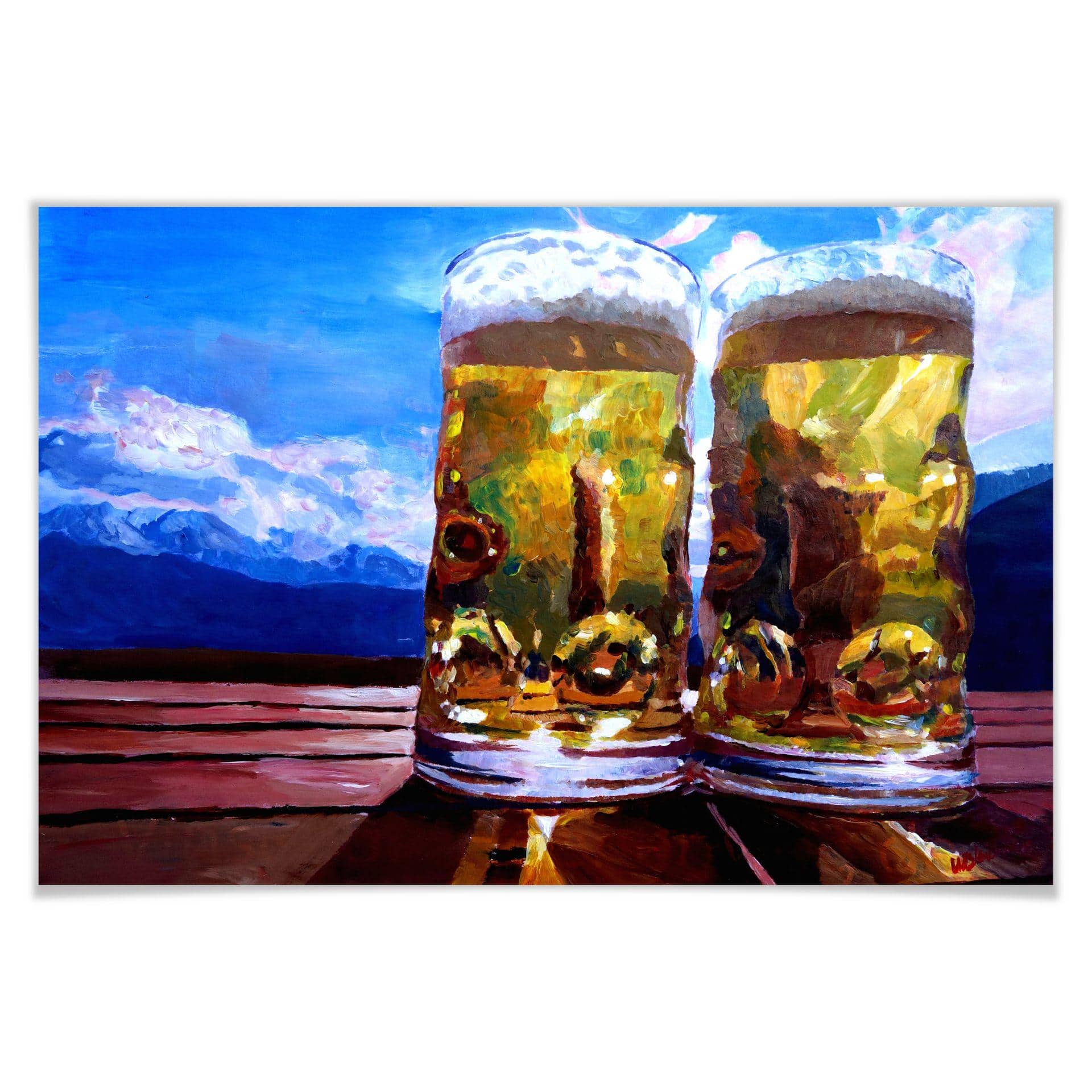 Poster - Bleichner - Deux bières dans les montagnes