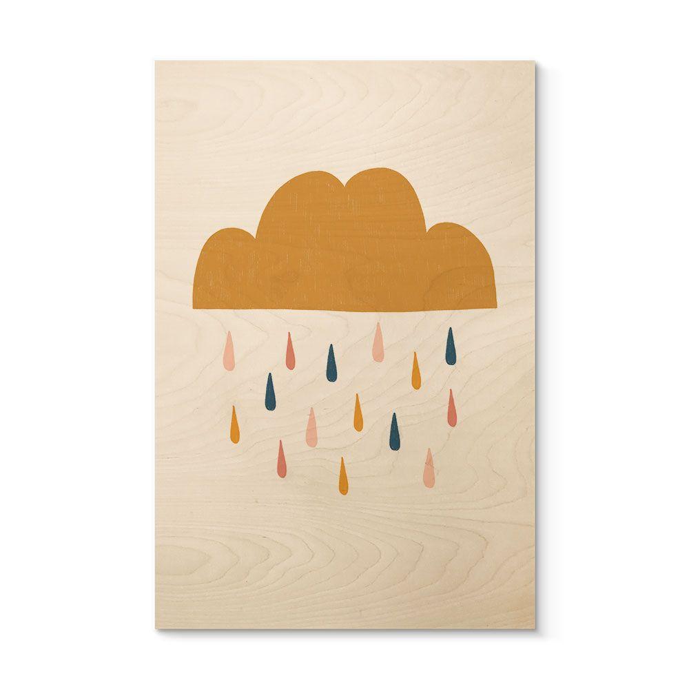 Cuadro de madera Lluvia feliz en colores pastel - Lisboa