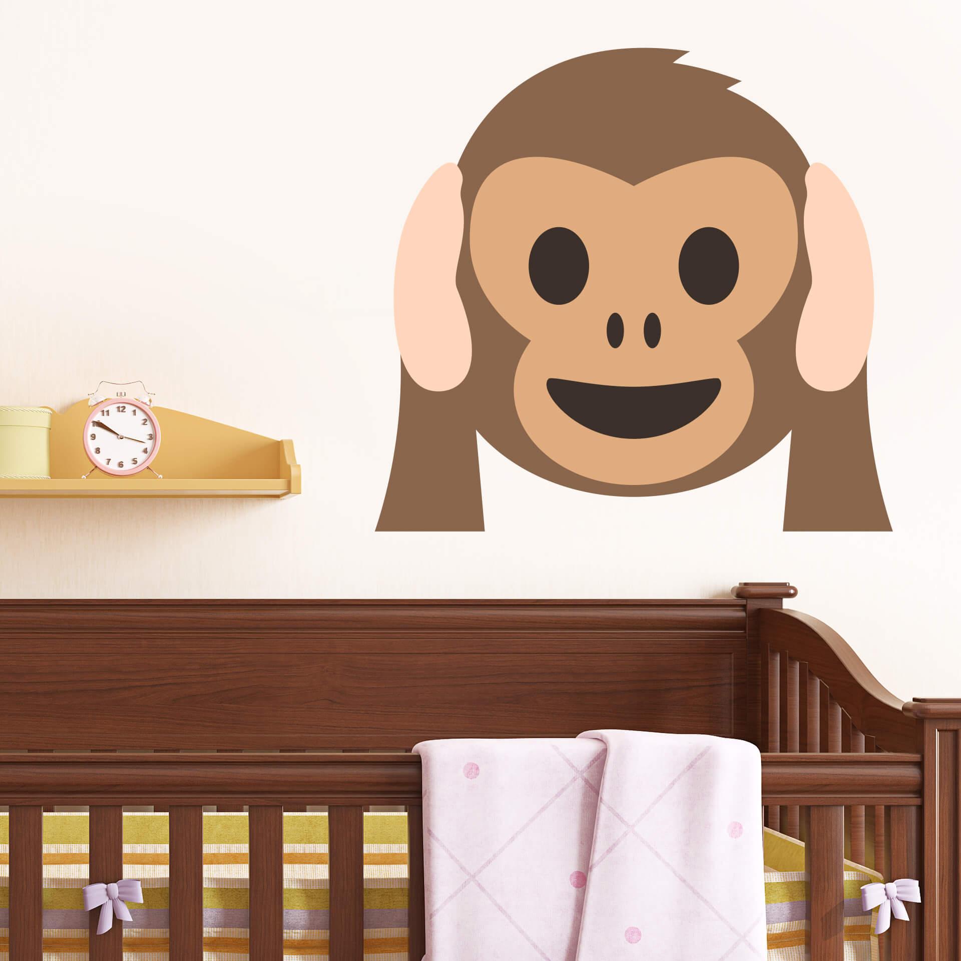 Muursticker Emoji Hear no Evil Monkey