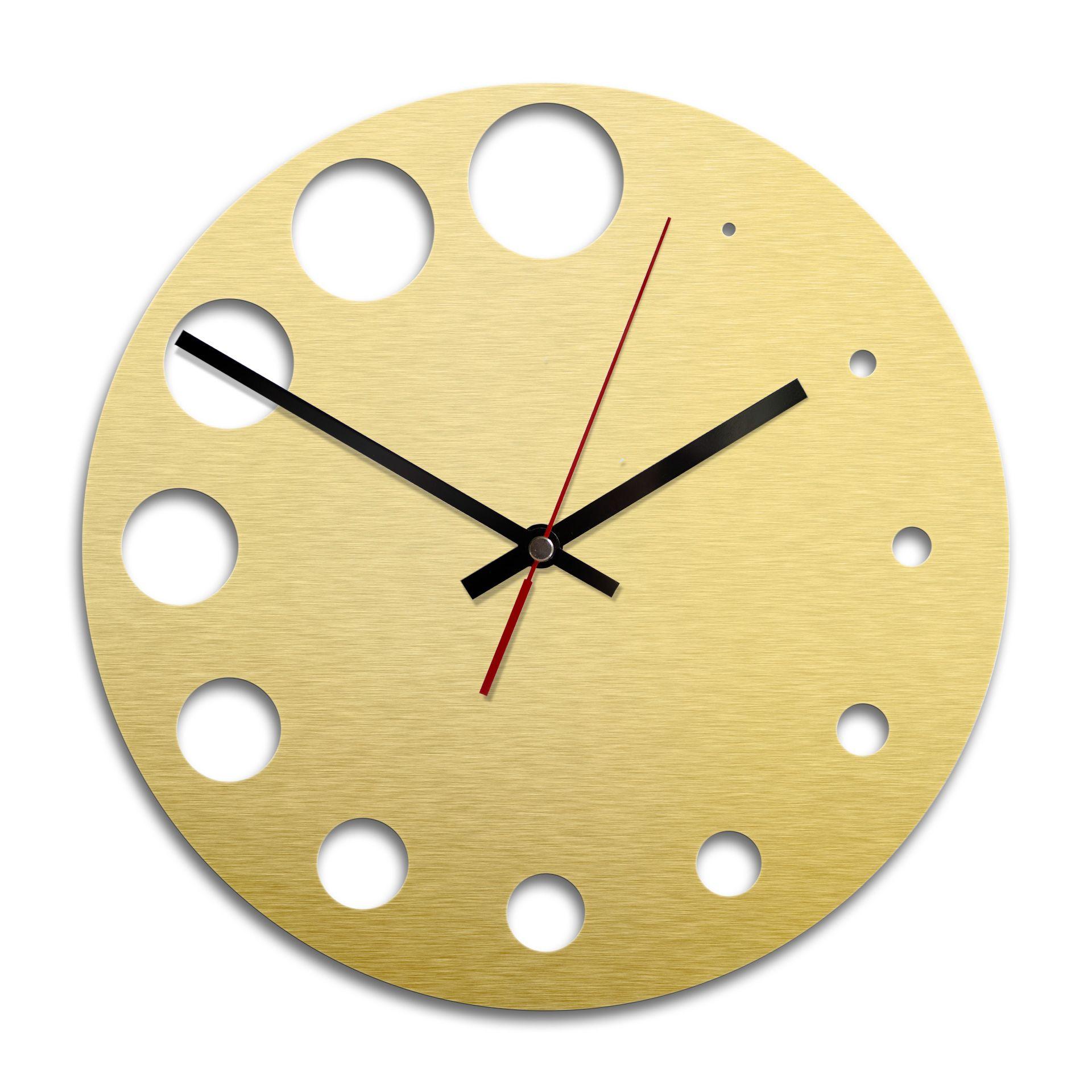 Wandklok Alu-Dibond met Goudeffect Rond met Dots