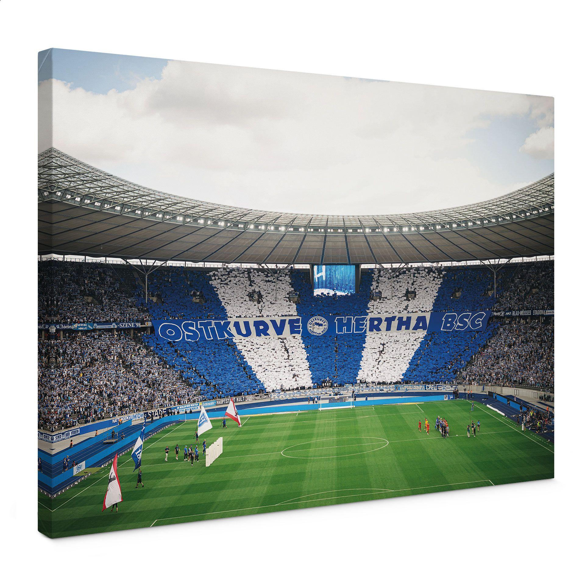Canvasbillede Hertha BSC - Blå og hvid koreografi på det olympiske stadion