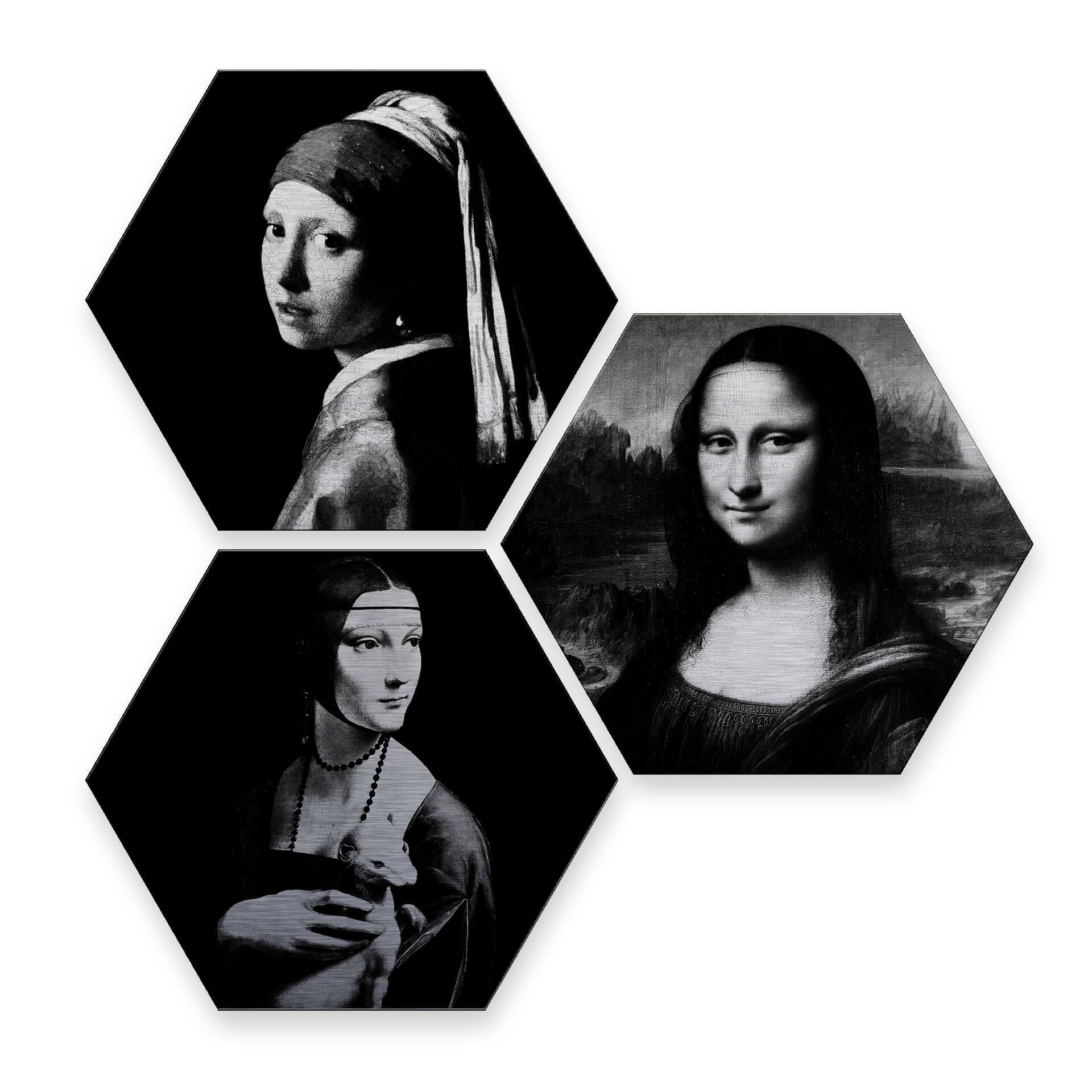 Hexagon alu-dibond zilver effect - Famous Ladies