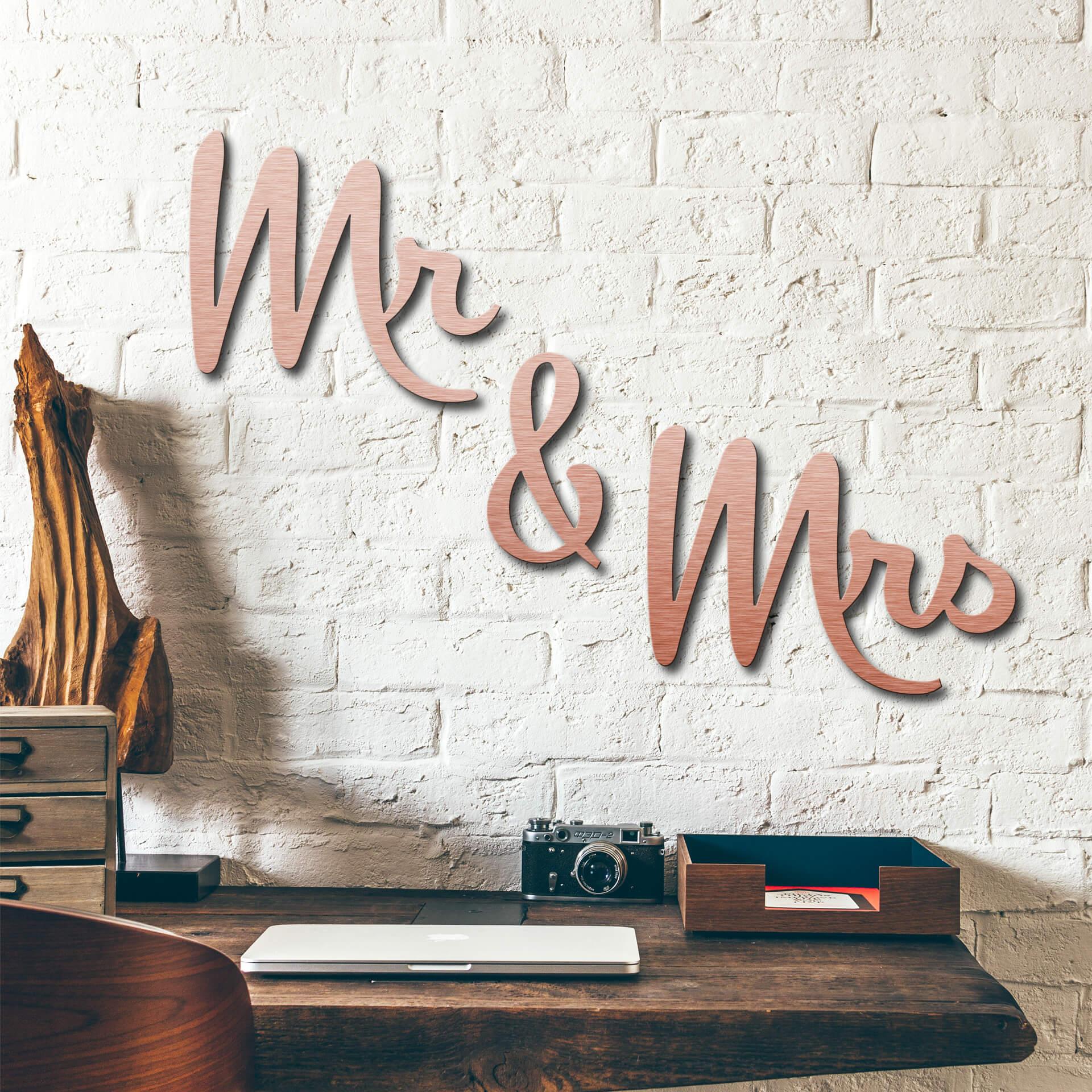 Letras de aluminio Dibond - Efecto cobre - Mr & Mrs