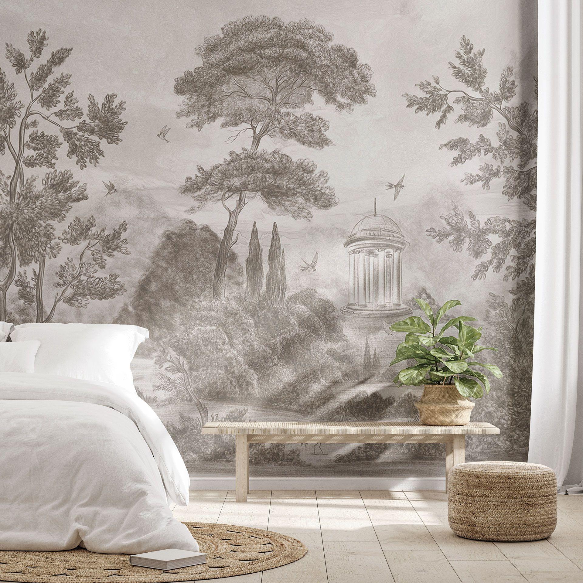 Fotobehang met tuinlandschap in beige - Ms Tiff