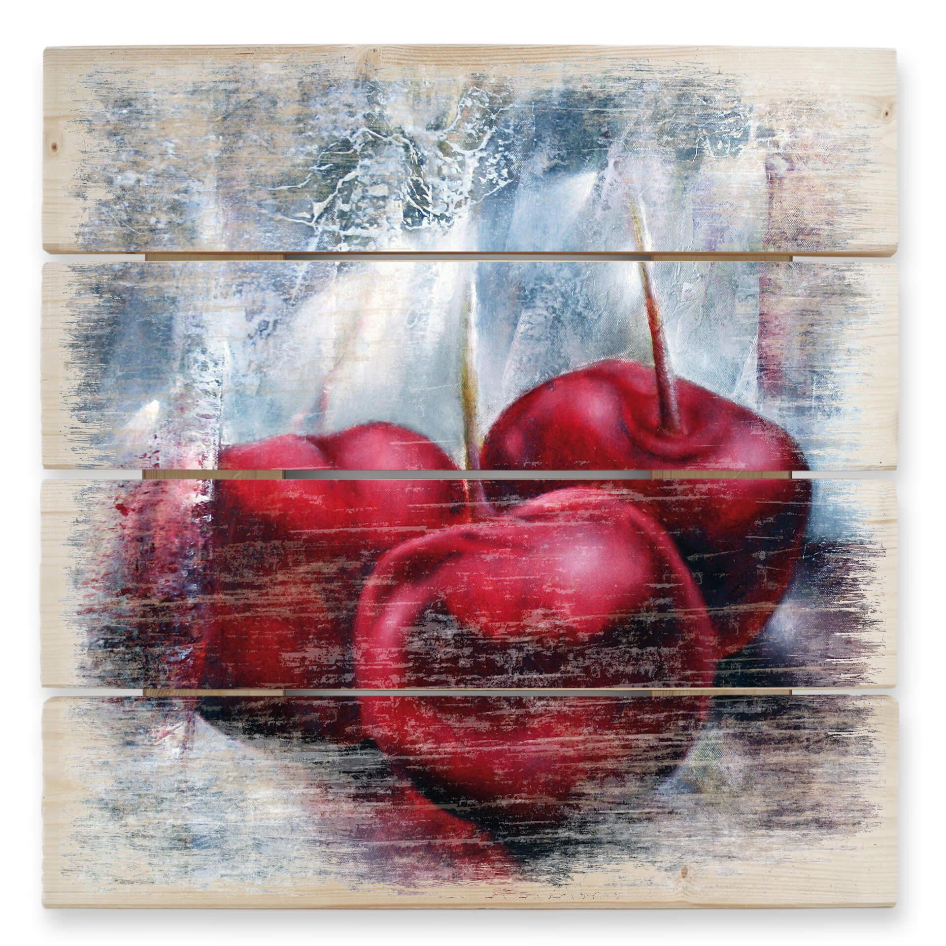 Cuadro de madera Schmucker - Cerezas - 40x41,5 cm