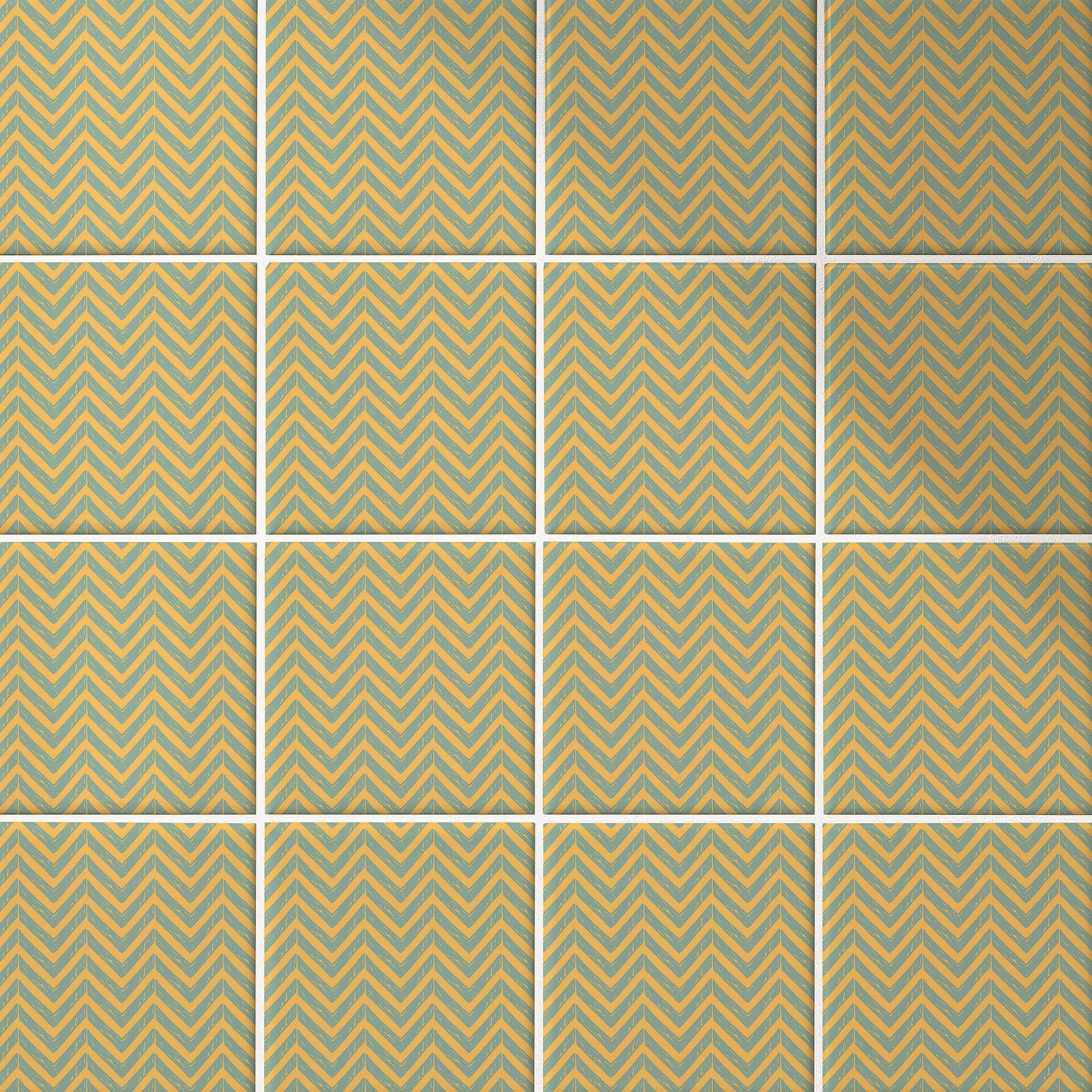 Azulejos Adhesivos Boho - diseño espiga salvia aperol - lote de 12