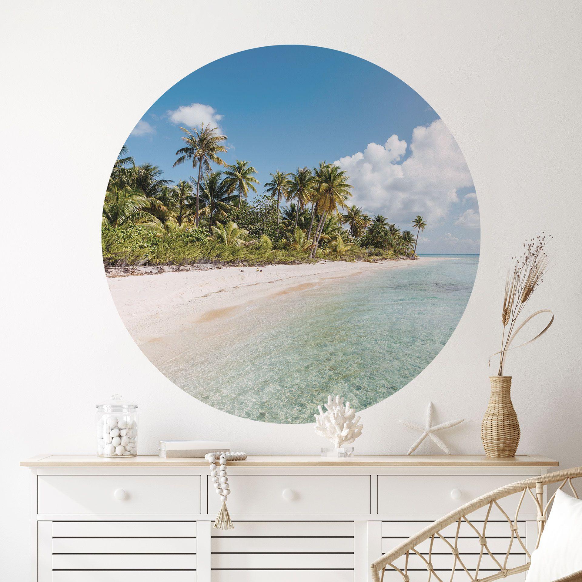 Vinilo decorativo Playa de palmeras en los Mares del Sur - Colombo - Redondo