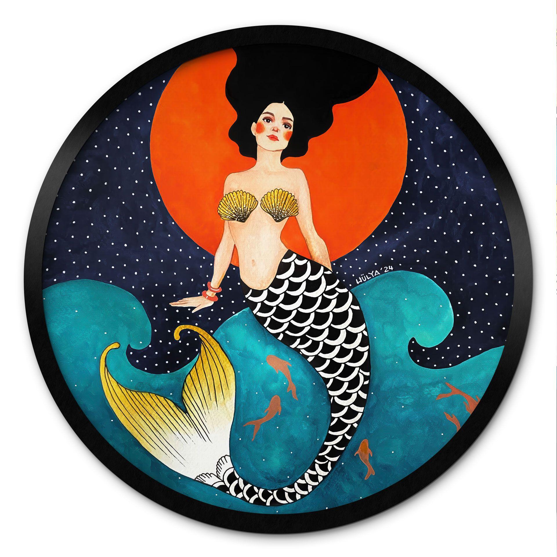 Póster Sirena a la luz de la luna roja - Hülya - Redondo