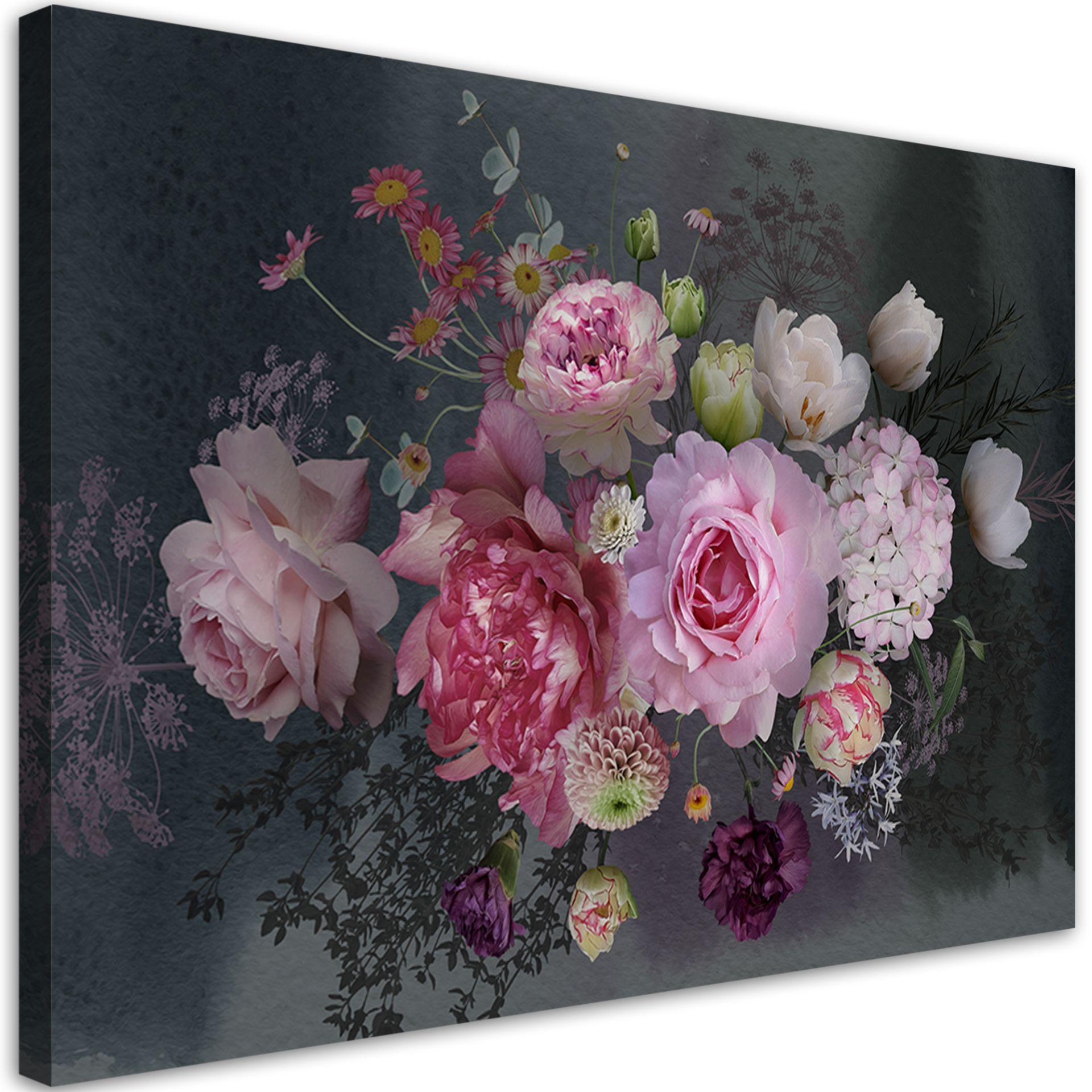 Canvasbillede, Vintage blomsterbuket
