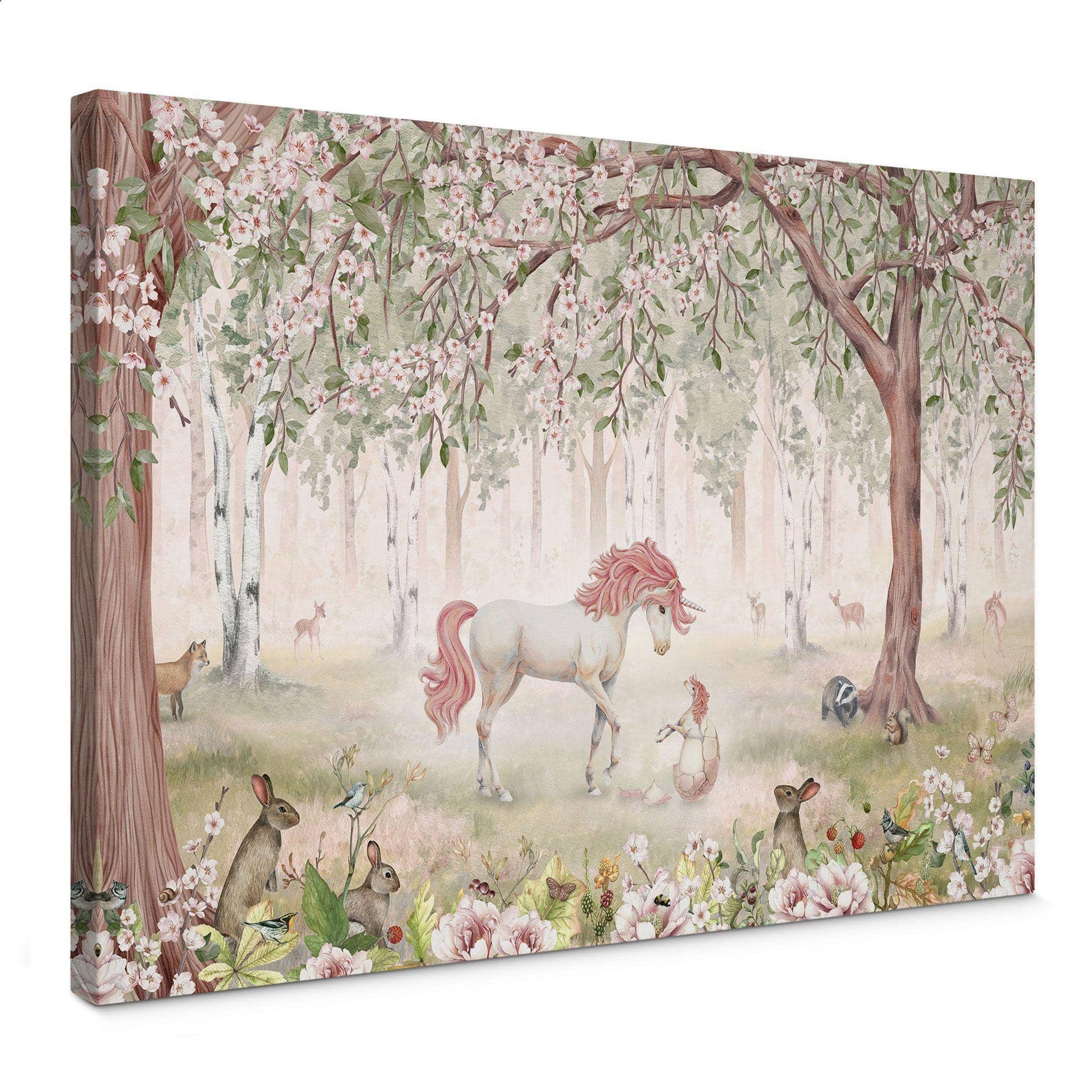 Lienzo Bosque de cuento de hadas con unicornios - Kikki Belle