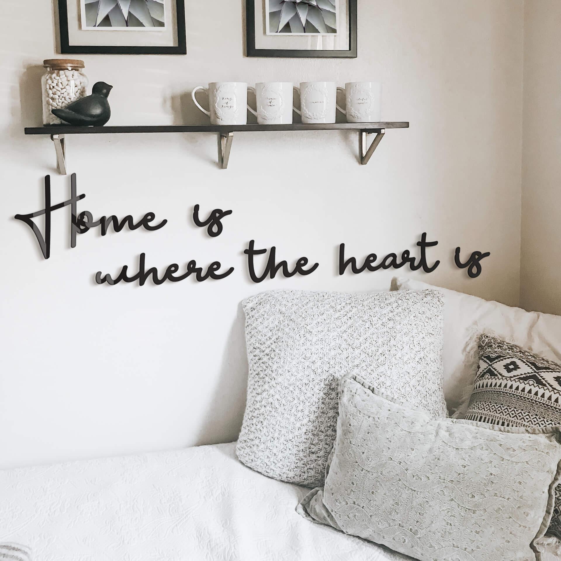 Letras acrílicas Home is where the heart is (6 piezas)