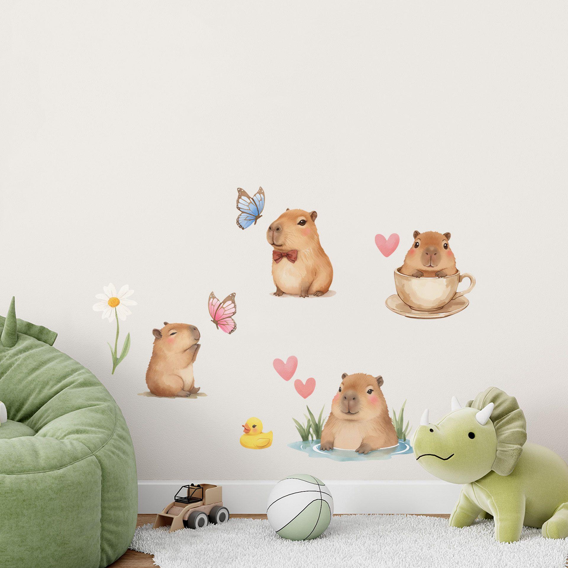 Søde kapivarer i foråret Wallsticker