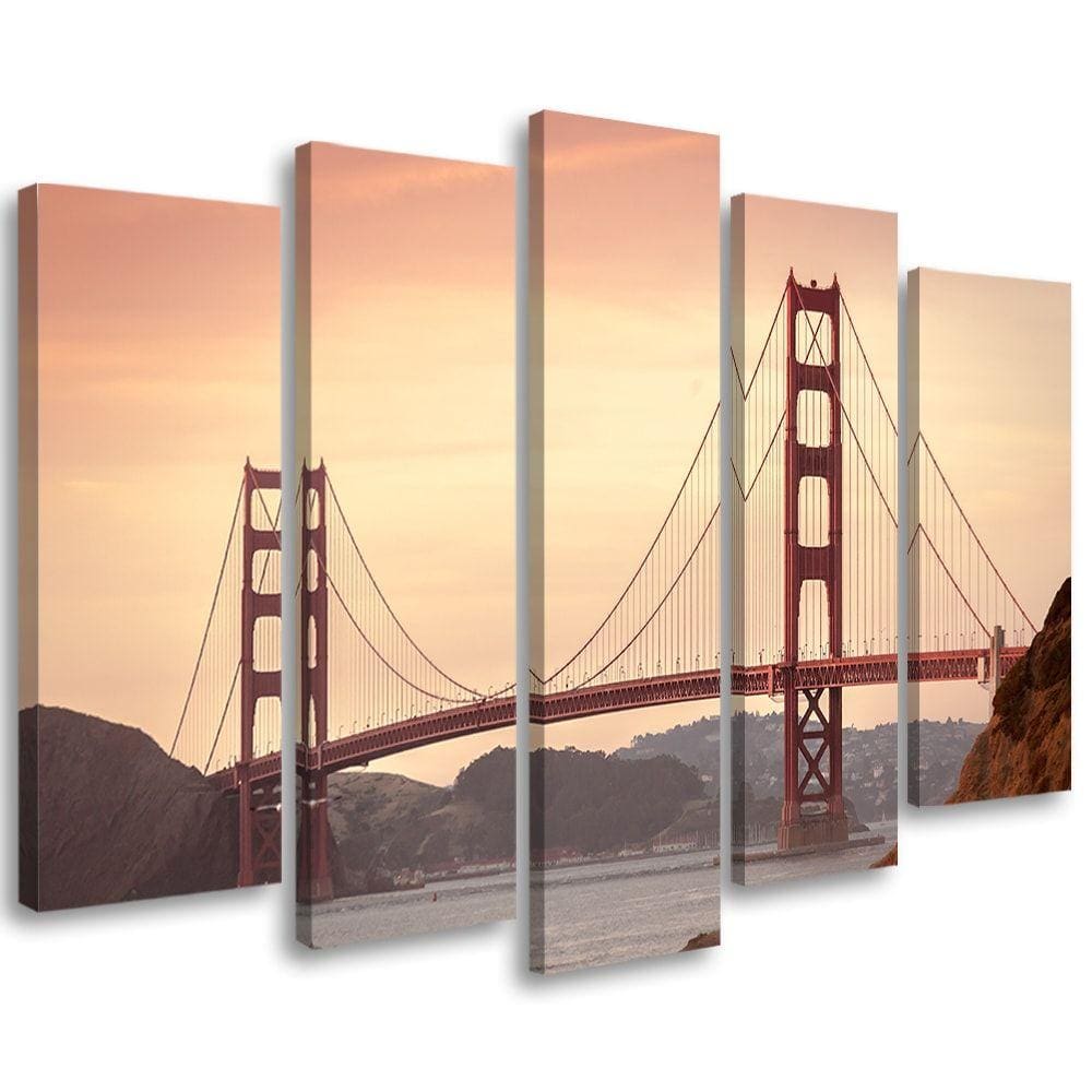 5 stykke lærredstryk, San Francisco Golden Gate Bridge