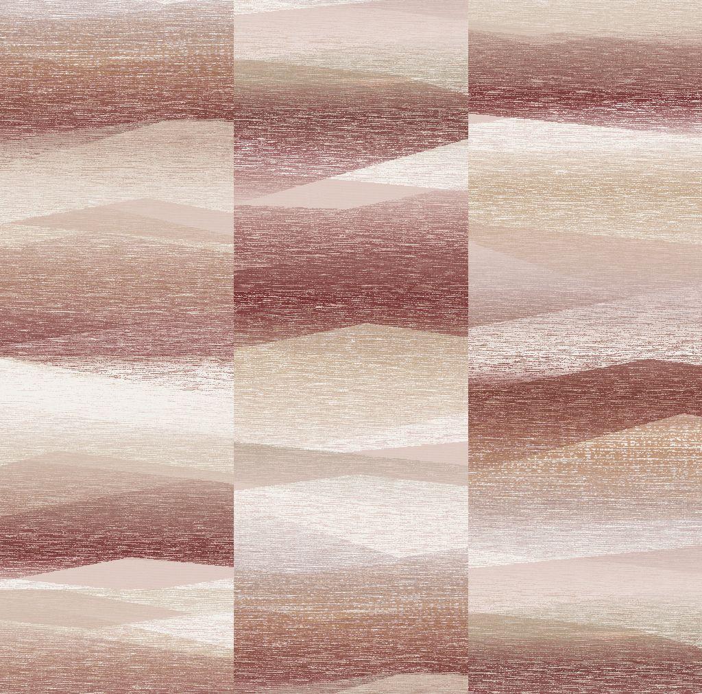 Non-woven tapet med grafisk motiv i rød, beige grafik