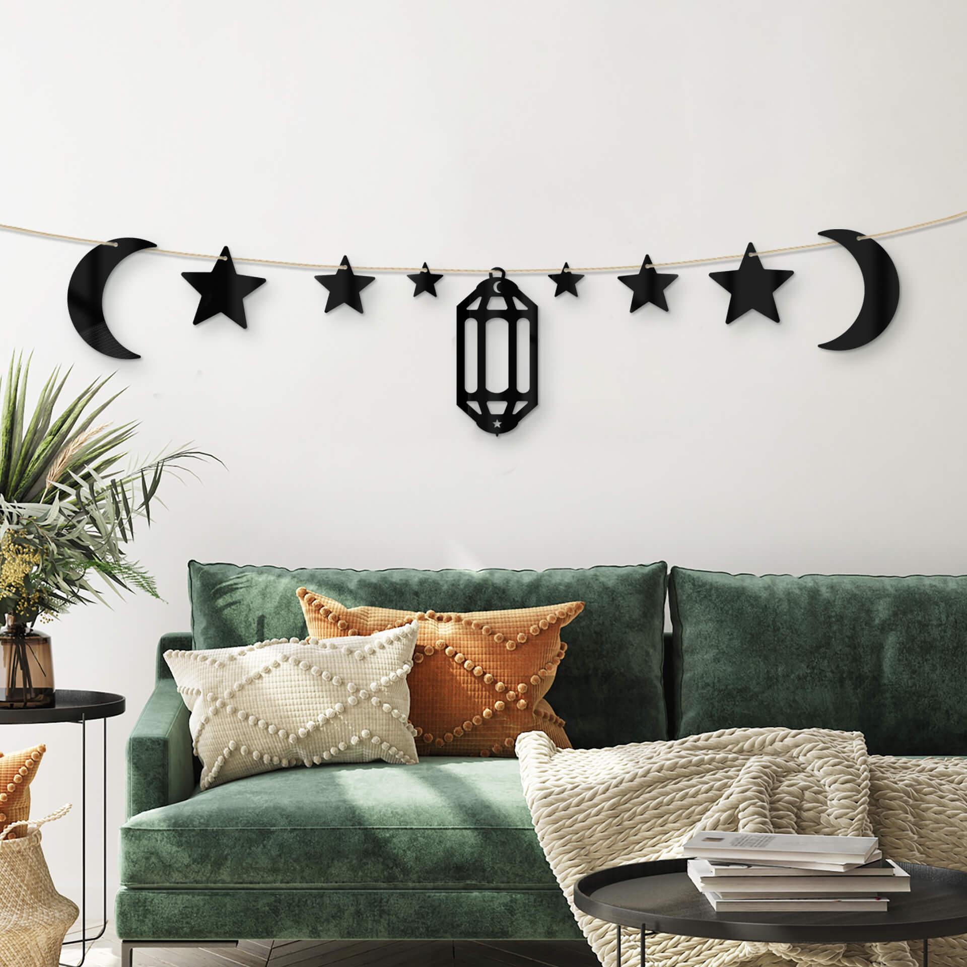 Decoración acrílica Ramadán set - luna estrella linterna