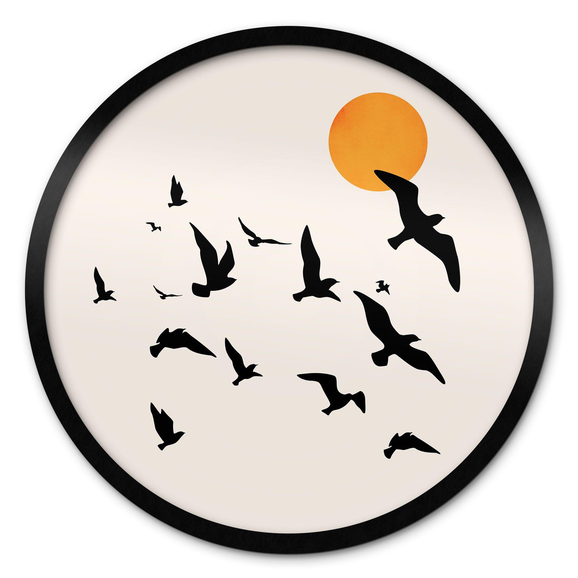 Póster Aves migratorias camino del sur - Kubistika - Round
