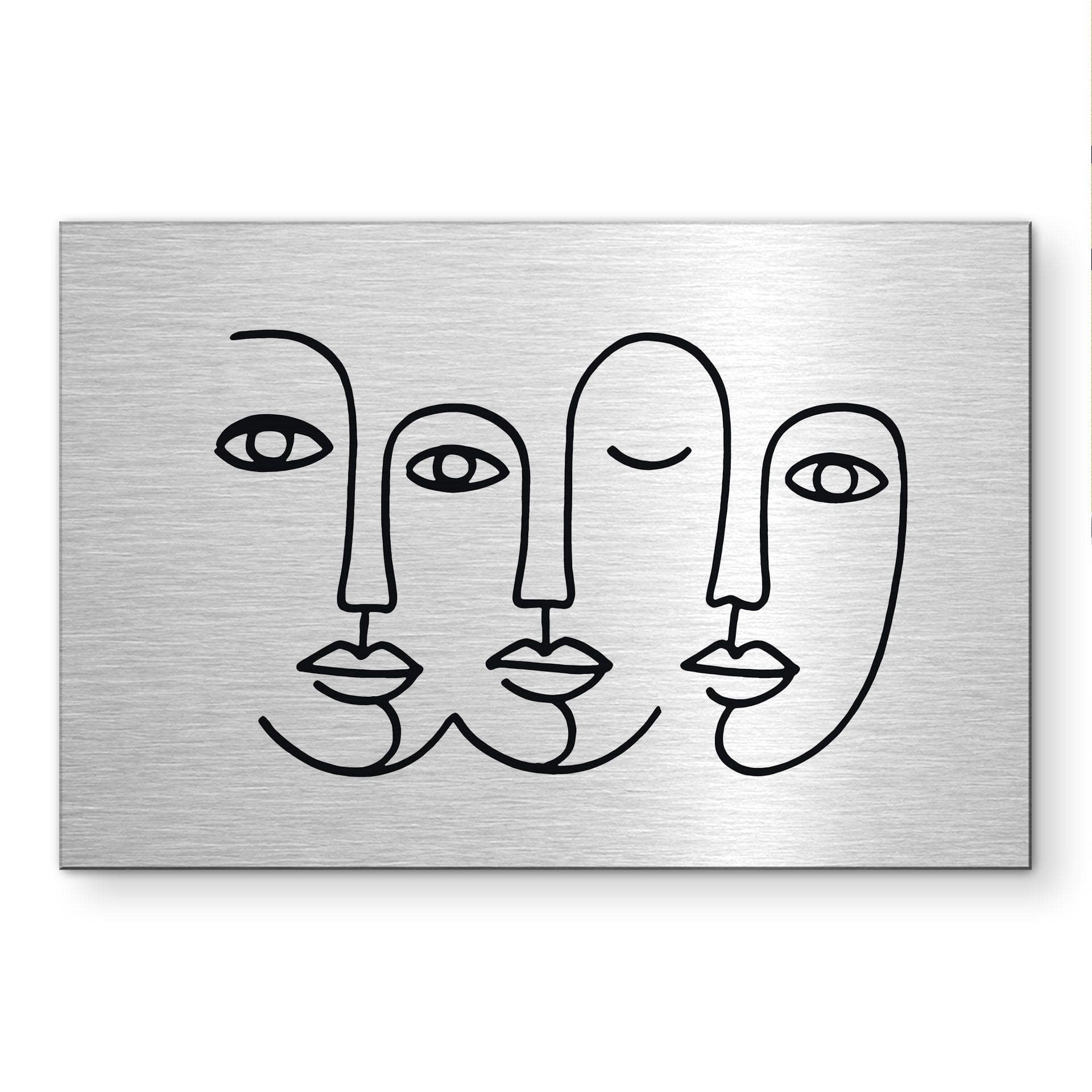 Alu-Dibond spazzolato con Effetto Oro, Argento e Rame - Volti in line art - Treechild