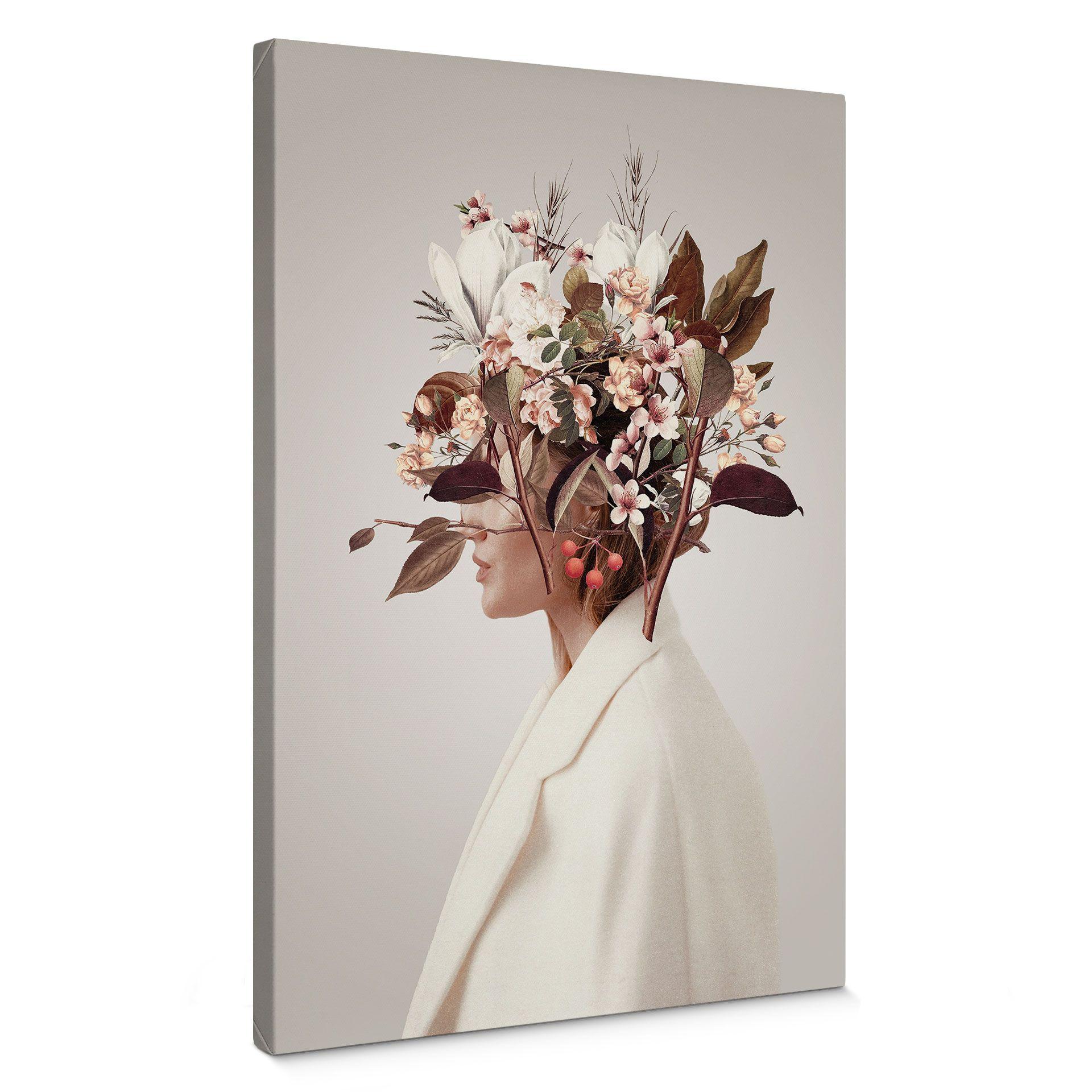 Lienzo polilla - Belleza con sombrero de flores