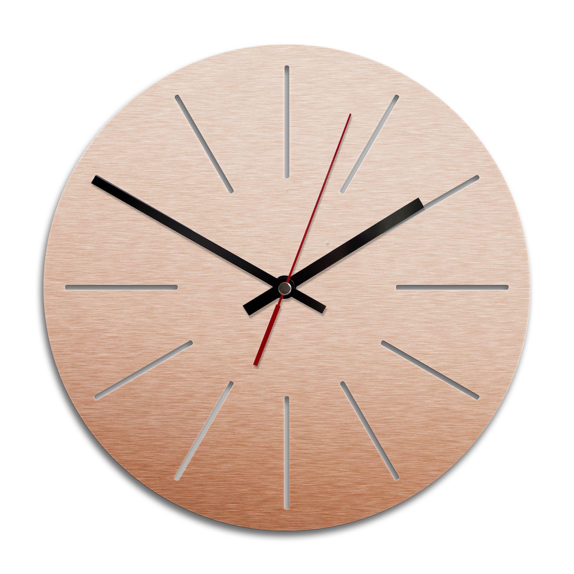 Wandklok Alu-Dibond met Kopereffect Klassiek 01