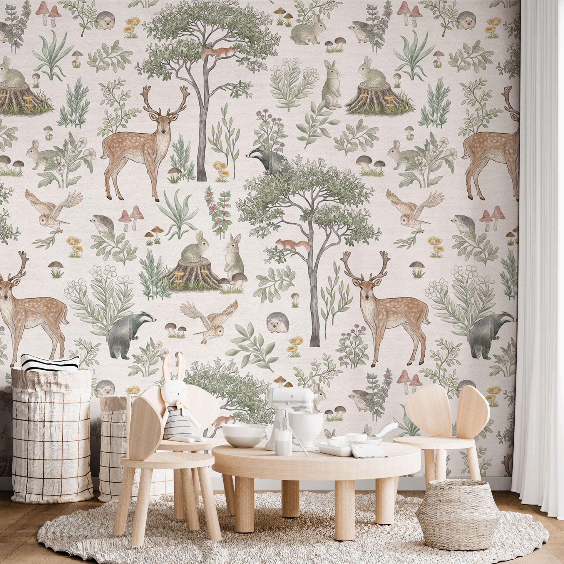 Fortryllende skov med dyr tapet - Vintage creme - Kikki Belle