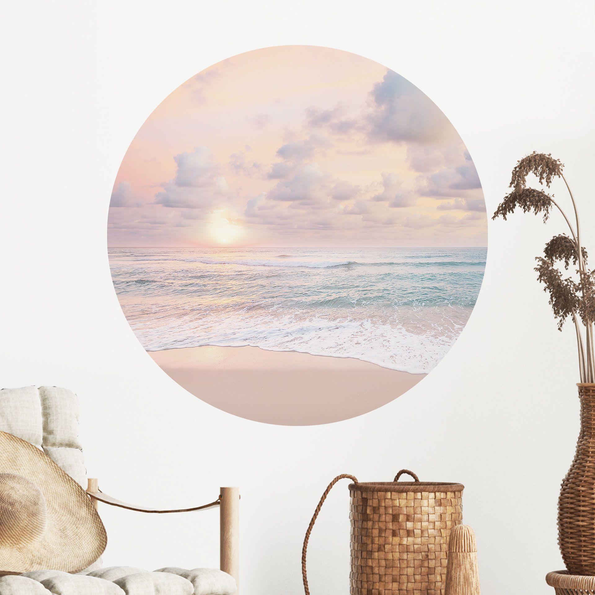 Vinilo decorativo puesta de sol sobre playa y mar - Sisi & Seb - Redondo