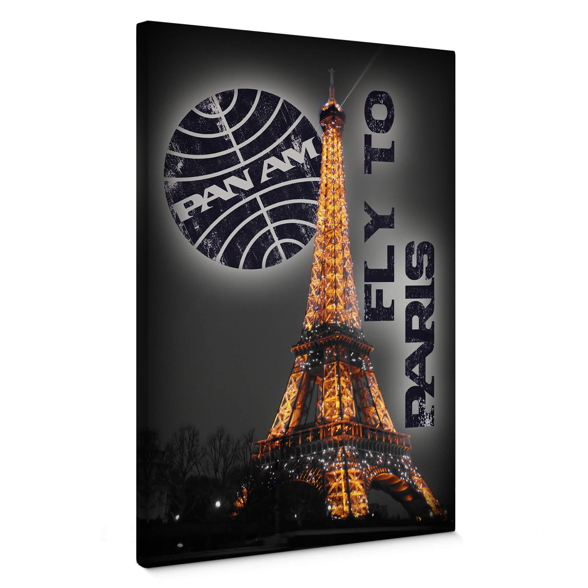 Lienzo PAN AM - Torre Eiffel de París iluminada