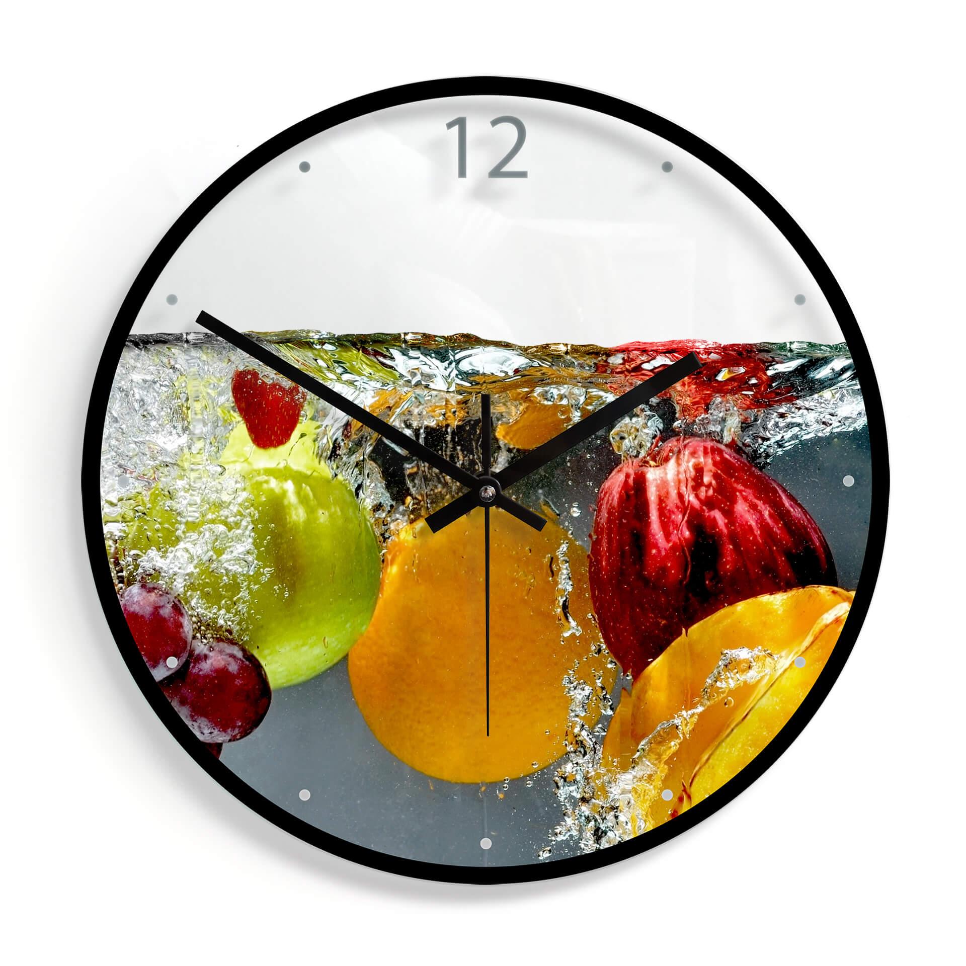 Horloge murale en verre - Fruits frais 