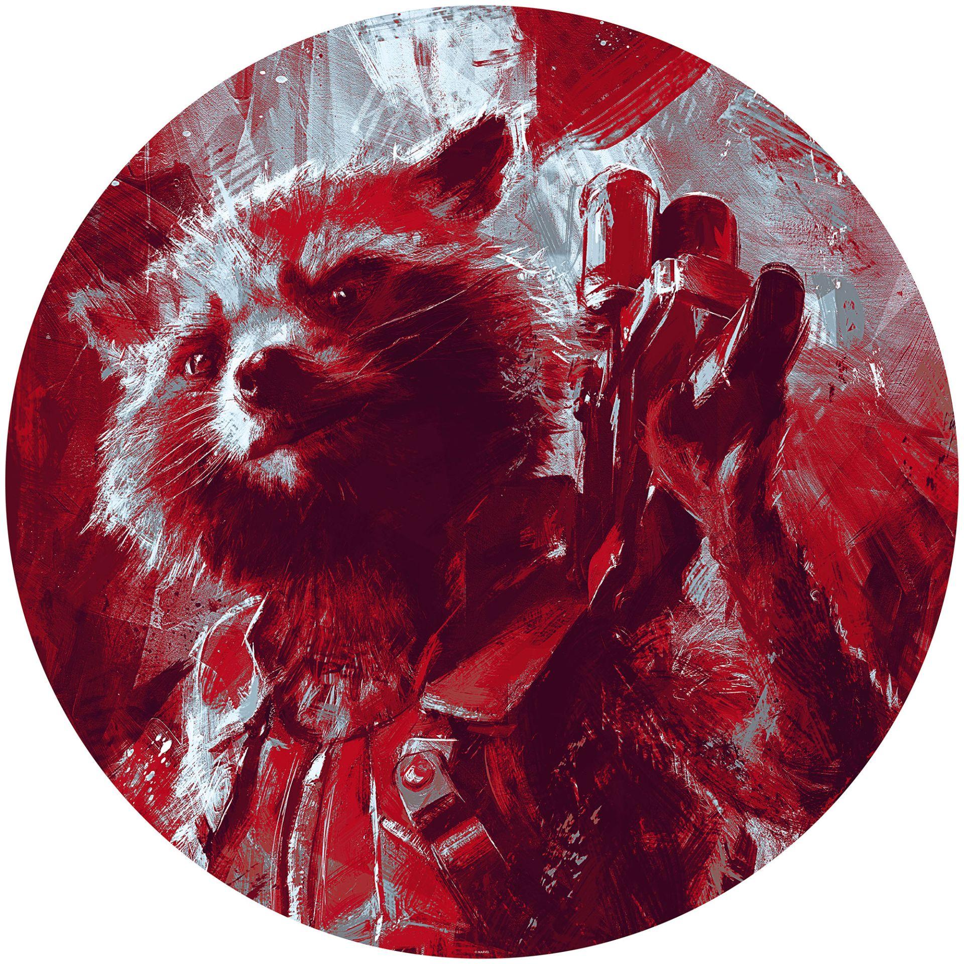 Selvklæbende non-woven tapet - Avengers maleri Rocket Raccoon - 125 x 125 cm