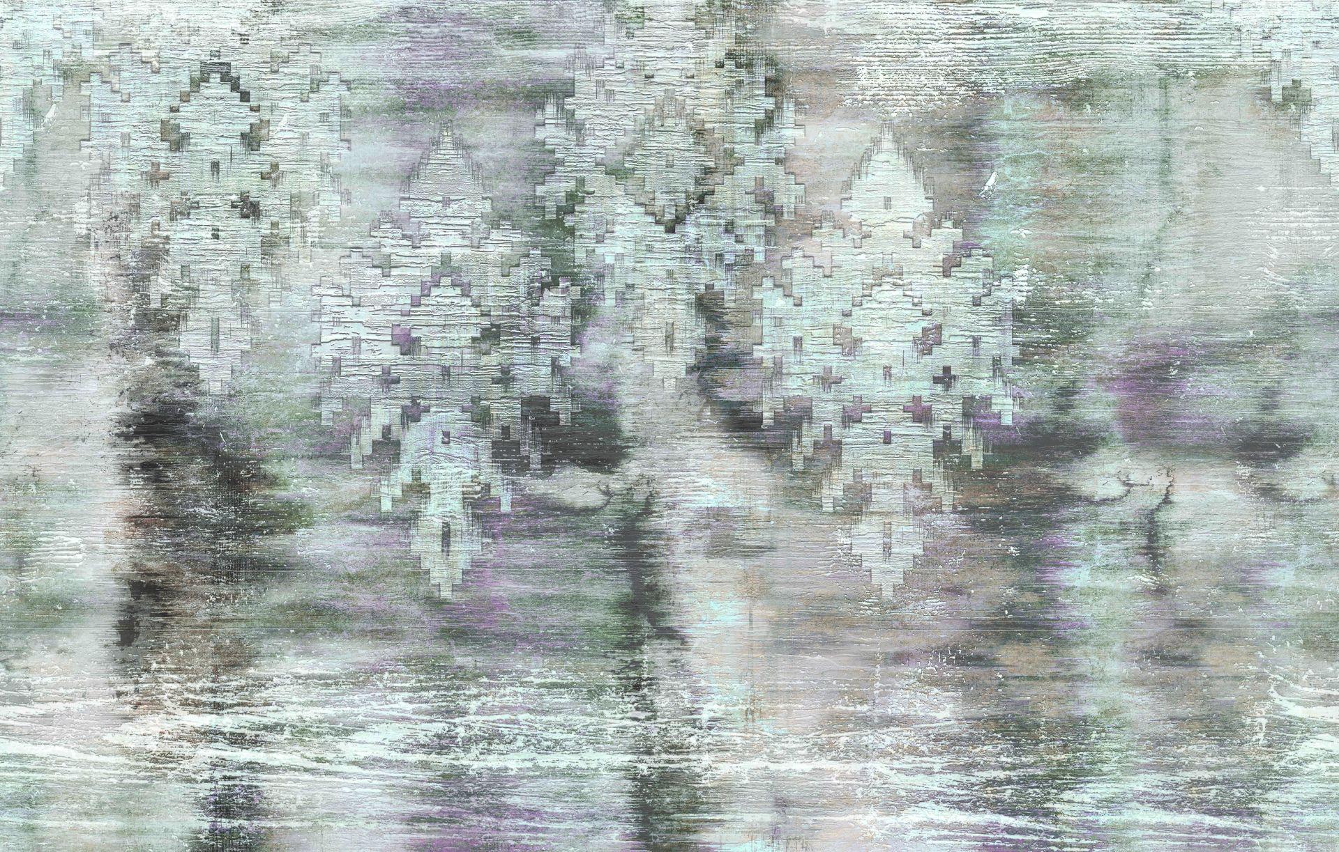 Fototapet med motivet Foggy pixel clouds i grå og lilla 2,7 x 4,24 m