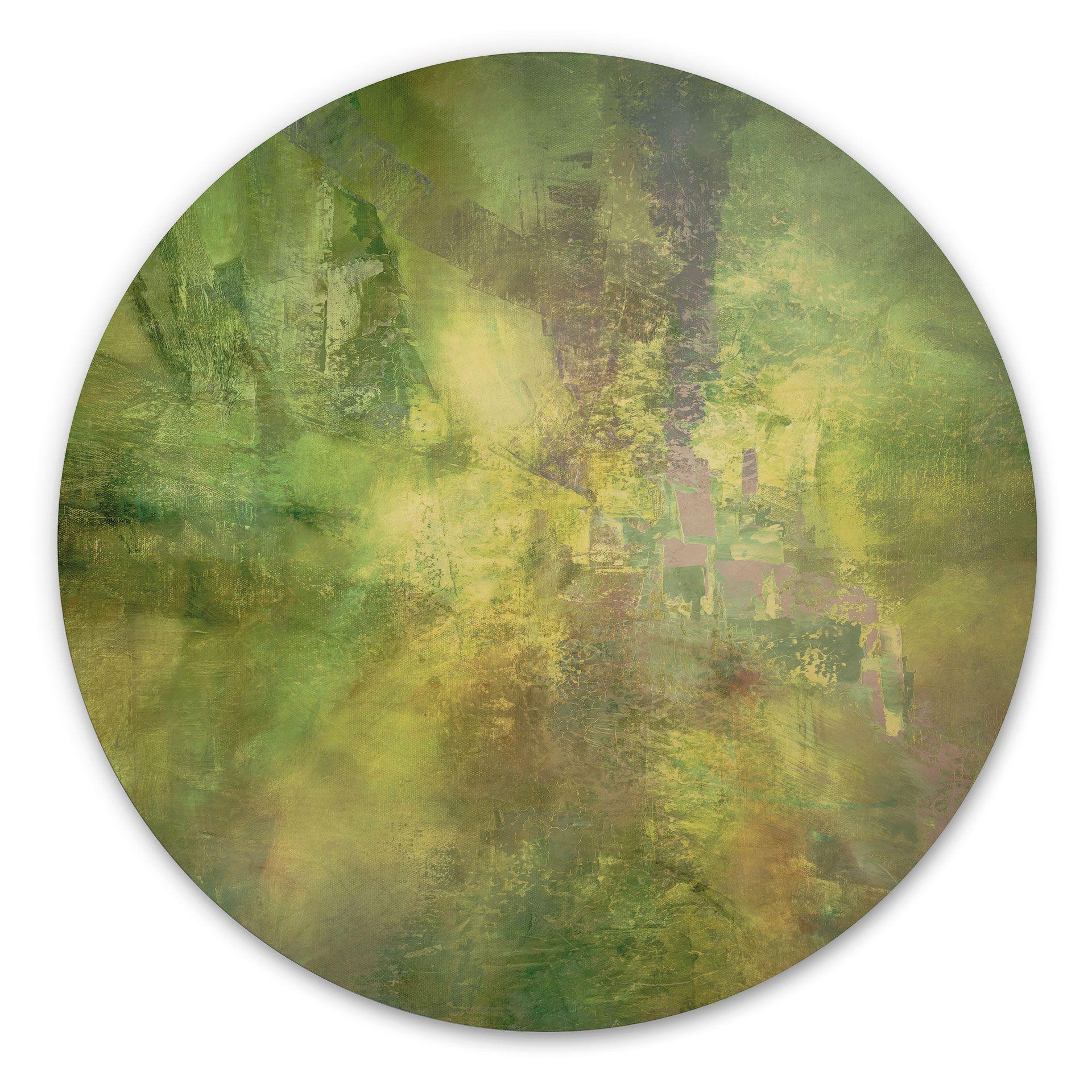 Cuadro de madera juego de colores en verde dorado - Schmucker - Redondo