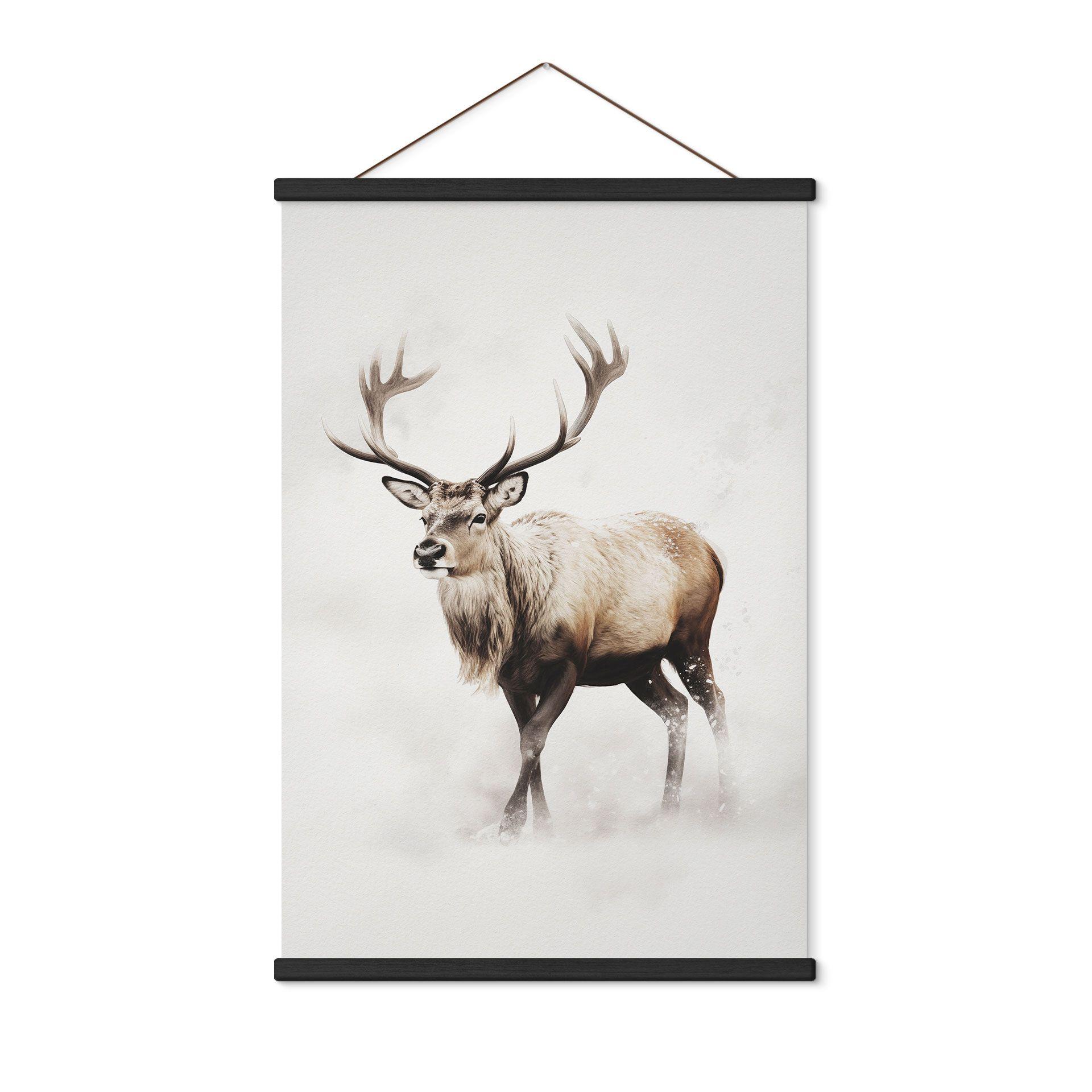 Póster de tela ciervo en invierno blanco - Magnusson