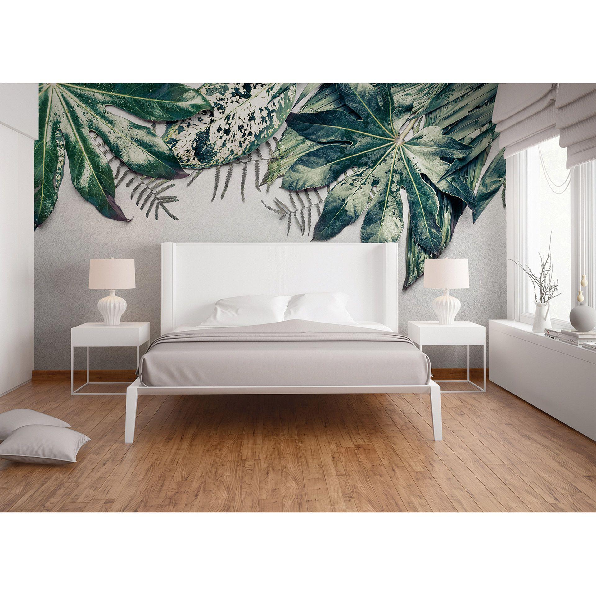 non-woven tapet Designwalls i blå og grøn non-woven tapet Leaves Variety palmetræer jungle